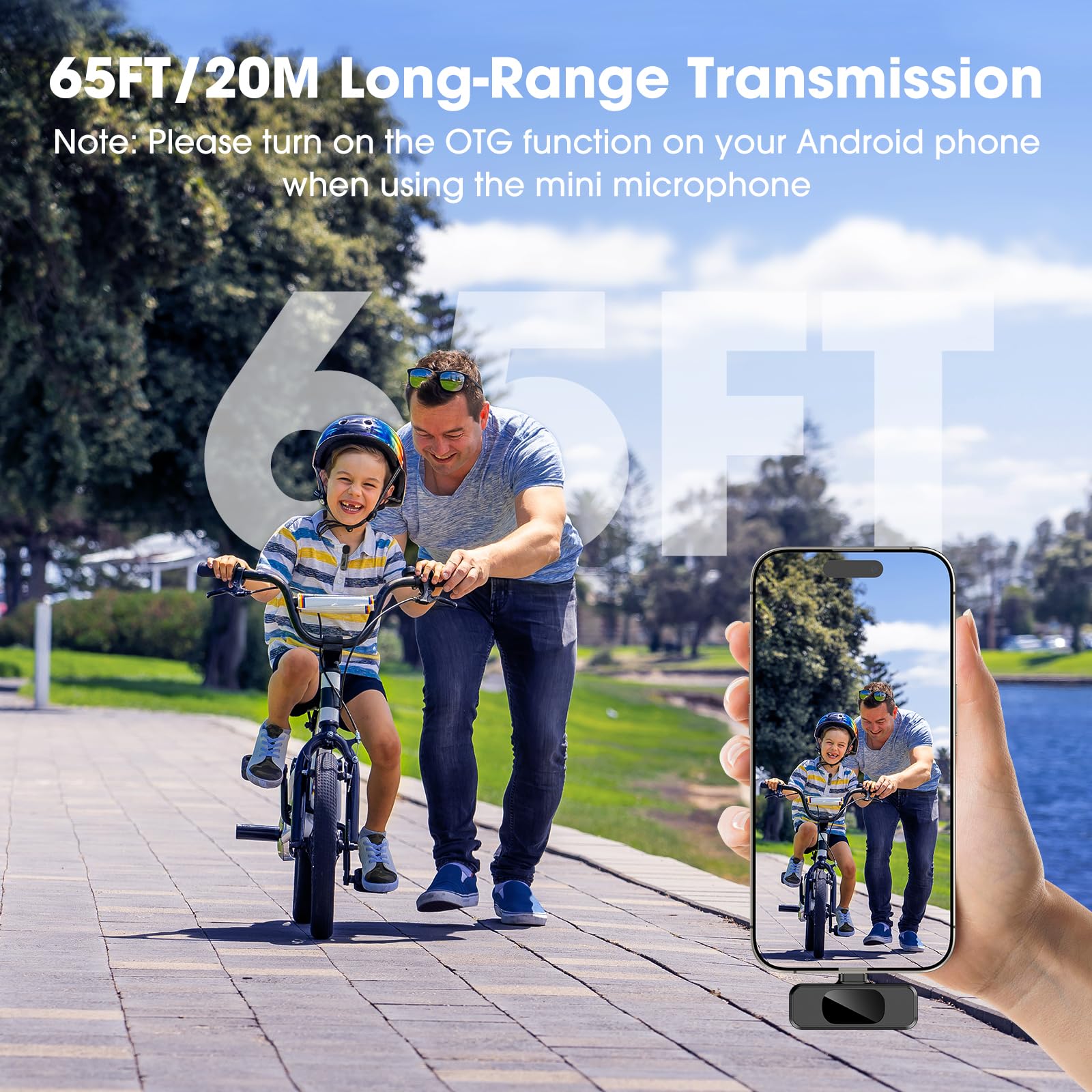 Wireless Lavalier Microphone for iPhone 15/14/13, Android, PC, Laptop - Noise Cancelling Mini Mic for Vlogging, YouTube, TikTok Live Streaming, Podcasting, Interviews (2 Pack) - Perfect for Content Creators, Journalists & Online Teachers