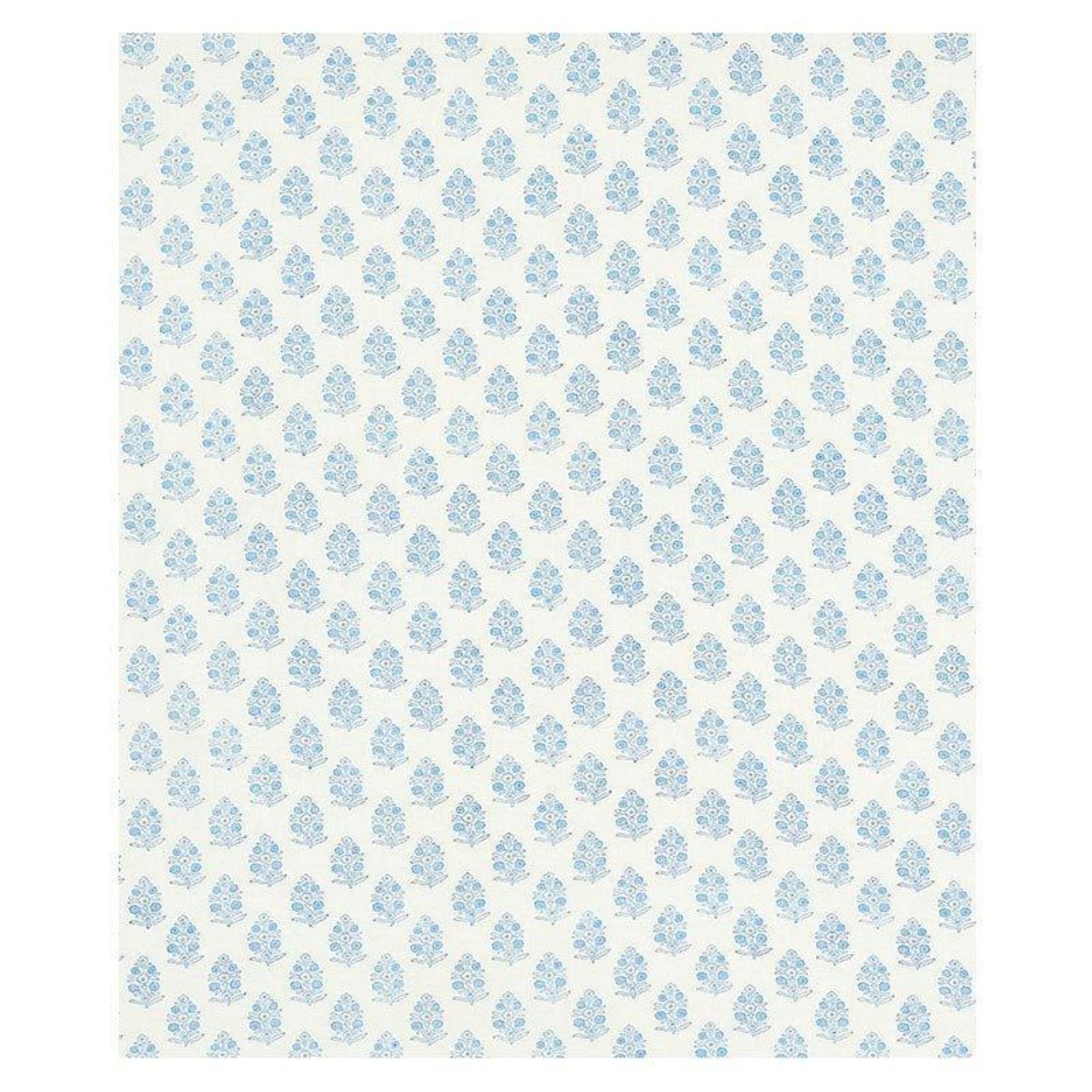 Aditi Hand Blocked Print Fabric - Blue Cotton Textile for DIY Crafts, Home Decor & Fashion Design | Perfect for Curtains, Quilting & Clothing