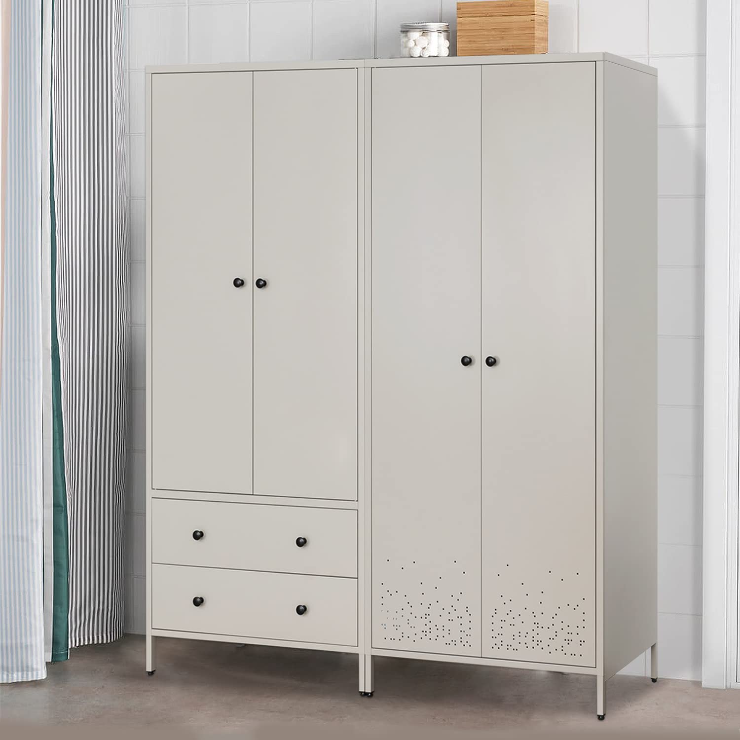 Heavy Duty Metal Storage Cabinet - Wardrobe Armoire Closet with Hanging Rod & Shelves for Bedroom, Laundry Room, Office & Garage Organization (Black) | Perfect for Clothes Storage, Linen Organization & Home Decluttering