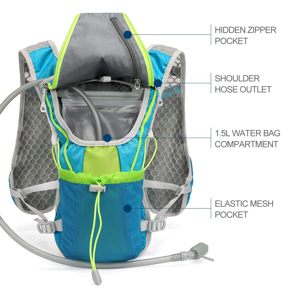 **IX INOXTO Hydration Pack Backpack - 1.5L (50 oz) Lightweight Water Bladder for Running, Hiking, Cycling, Climbing & Camping - Perfect for Men & Women Outdoor Adventures**