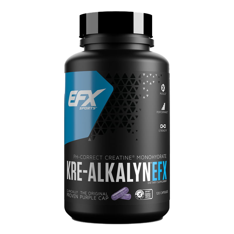 EFX Sports Kre Alkalyn EFX - 120 Capsules | Creatine Supplement for Muscle Growth, Strength & Performance | Pre-Workout & Post-Workout Recovery