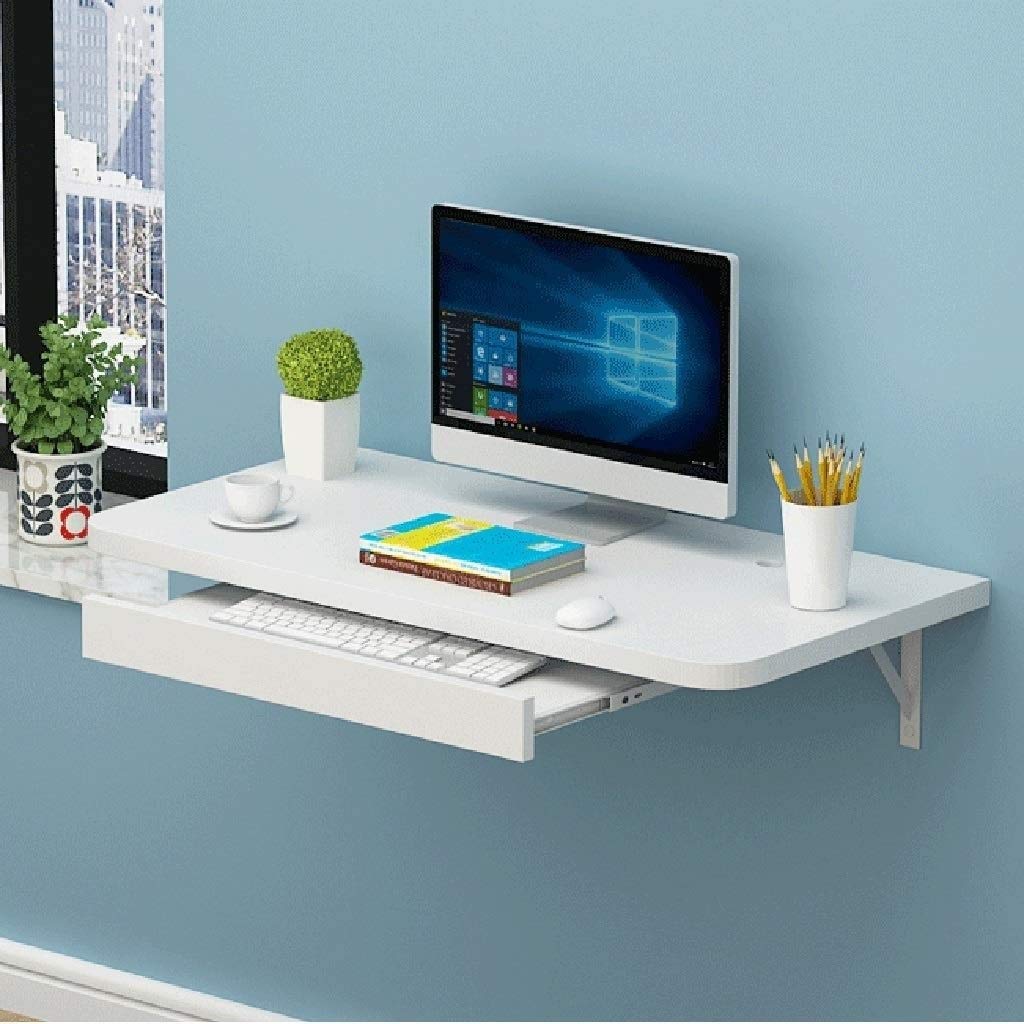 80CM White Wall-Mounted Computer Desk for Home Office, Kitchen, Dining, Kids Study & Space-Saving Workstation
