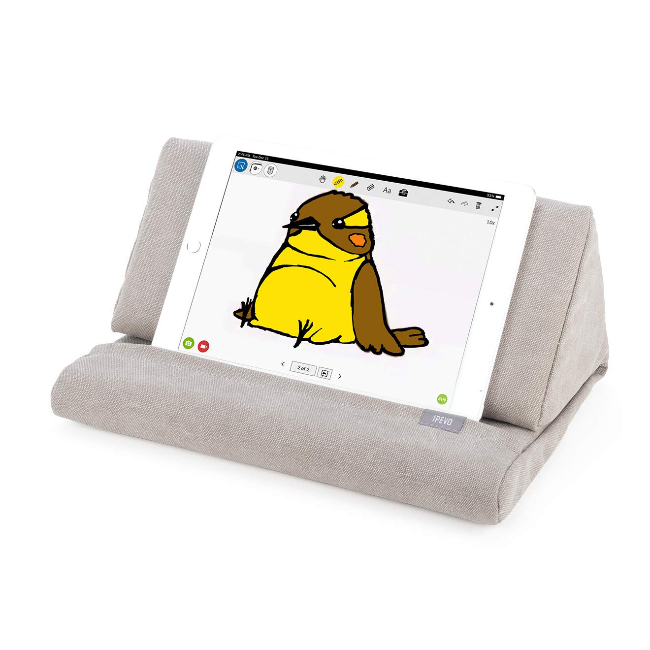IPEVO PadPillow Stand for iPad Air, iPad 4/3/2/1, Nexus & Galaxy Tablets - Light Khaki (MEPX-07IP) | Adjustable Tablet Holder for Bed, Couch & Desk Use