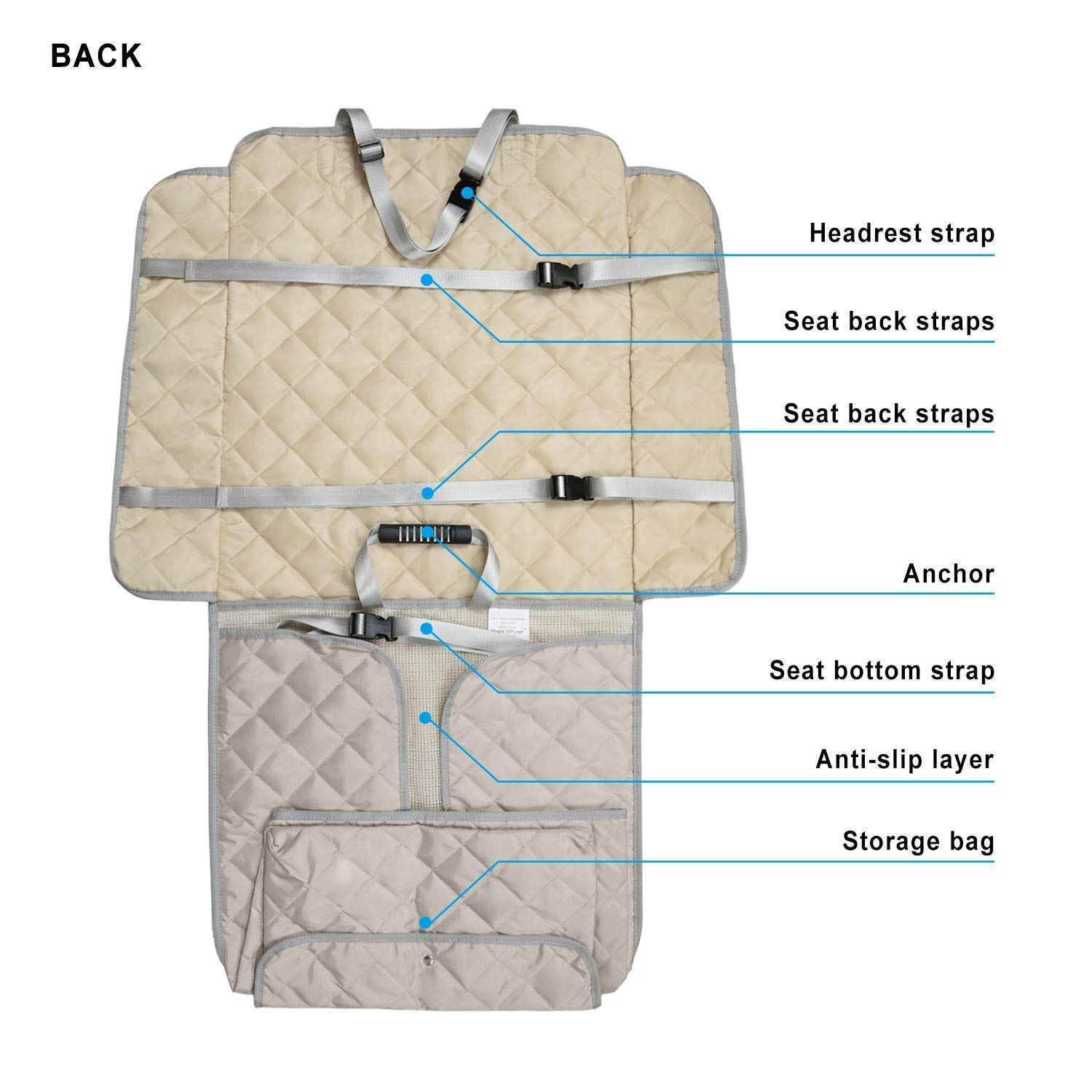 Premium Waterproof Dog Seat Cover for Cars - Heavy Duty, Non-Slip Pet Protection for Back & Front Seats | Universal Fit, Heat Resistant & Scratch Proof | Ideal for Travel, Daily Commutes & Family Road Trips (Beige)