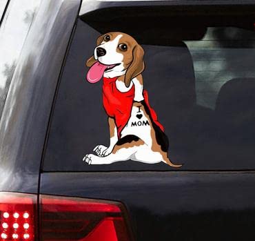 Beagle 'I Love Mom' Car Sticker - Waterproof Vinyl Decal for Windows, Cars & Laptops - Perfect Gift for Beagle Lovers & Dog Moms - 3D Raised Design for Cars, Trucks & Home Decor