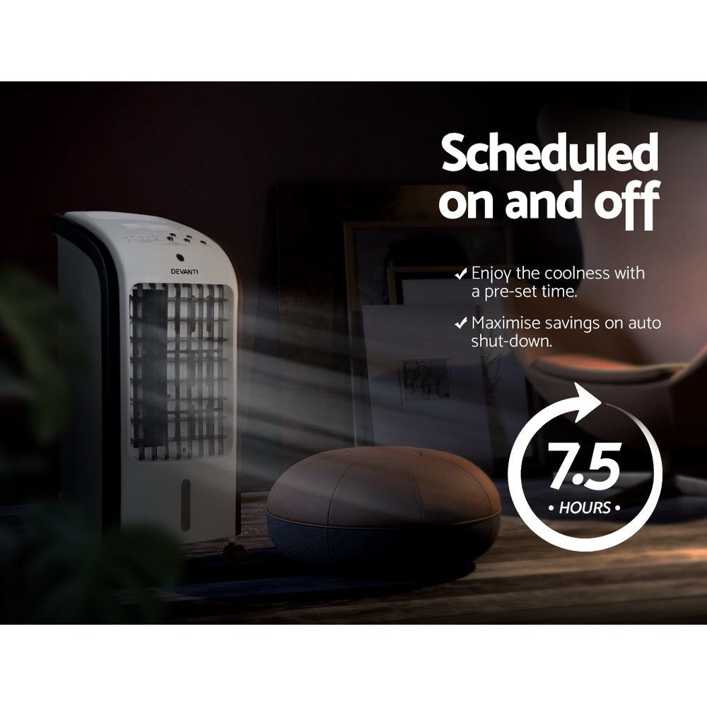 Devanti 4L Portable Evaporative Air Cooler with Humidifier - Personal Cooling Fan for Home, Office & Outdoor Use - Energy Efficient Air Conditioner Alternative for Summer