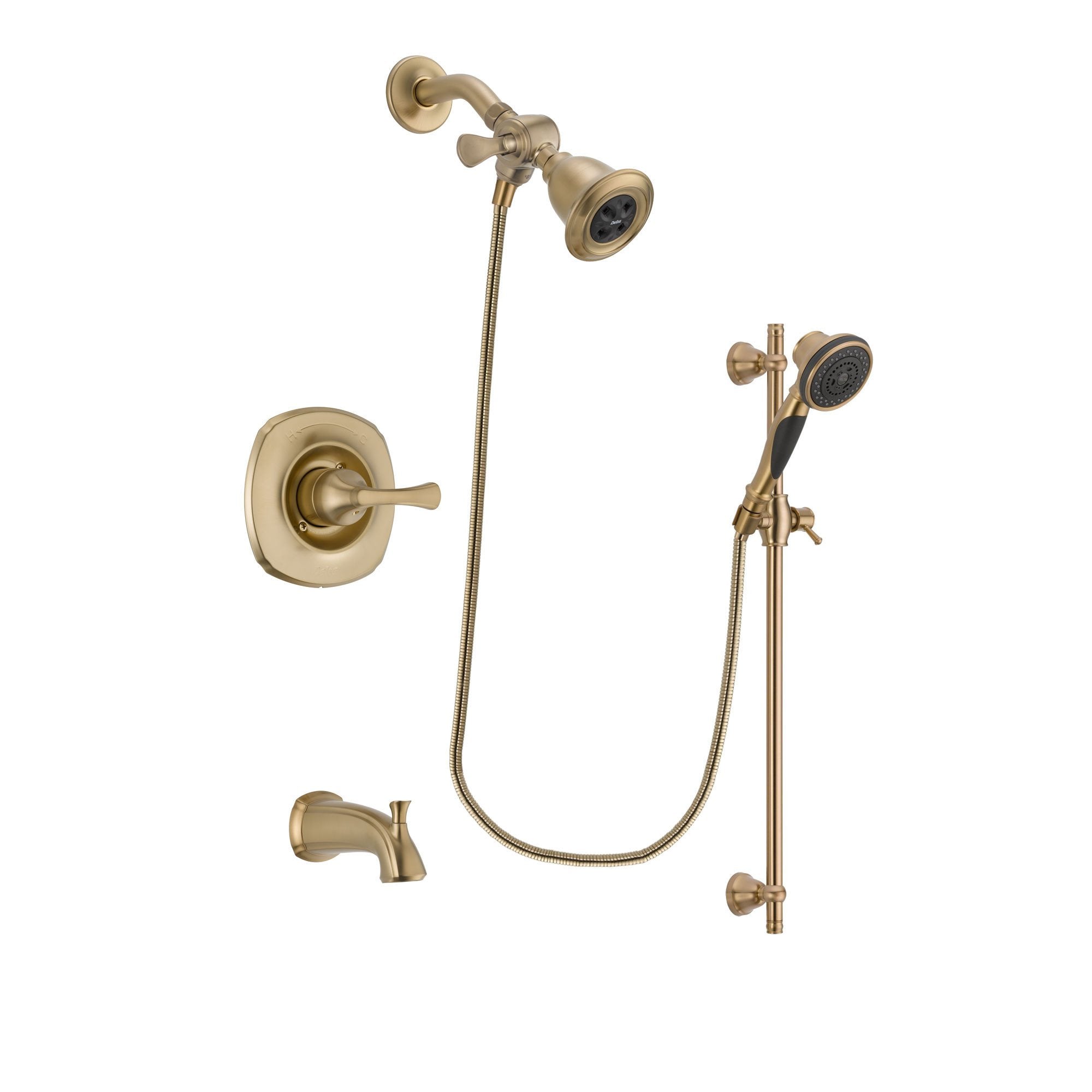 Delta Addison Champagne Bronze Finish Tub and Shower Faucet System with Water Efficient Showerhead, Handheld Spray & Slide Bar - Includes Rough-in Valve & Tub Spout DSP3563V - Perfect for Bathroom Renovation & Luxury Spa Experience