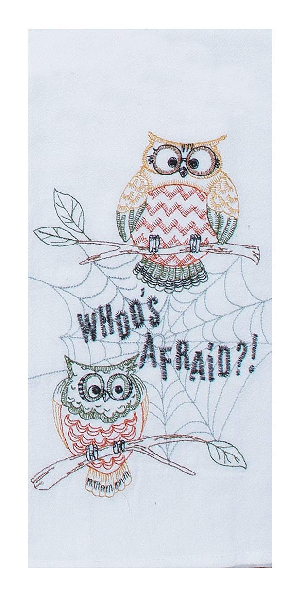 2-Pack Halloween Kitchen Towels - Whoo Owl & Witch Design | Spooky Holiday Decor for Home, Kitchen, and Halloween Party Decorations