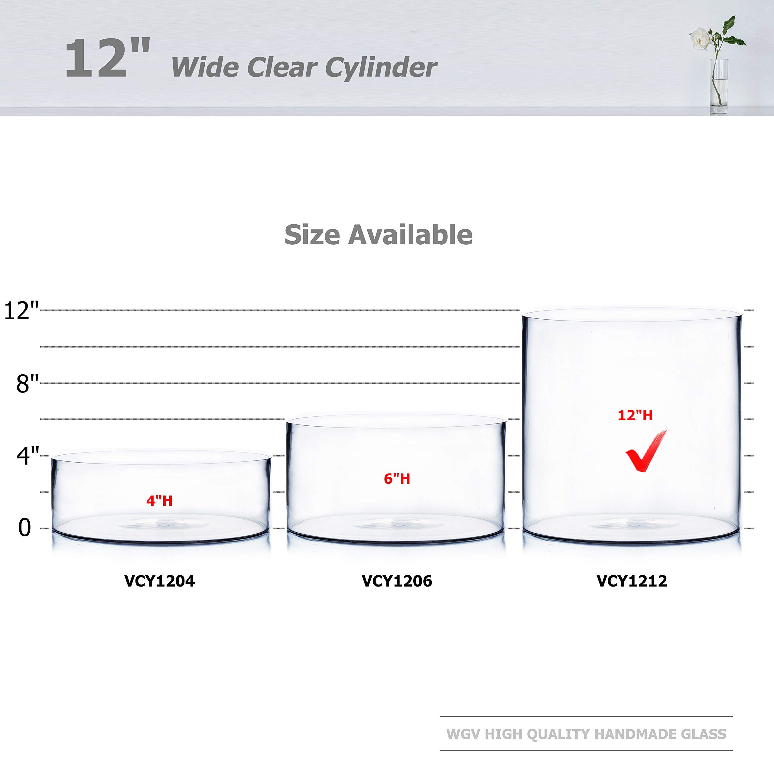 WGV Clear Glass Cylinder Vase - 12