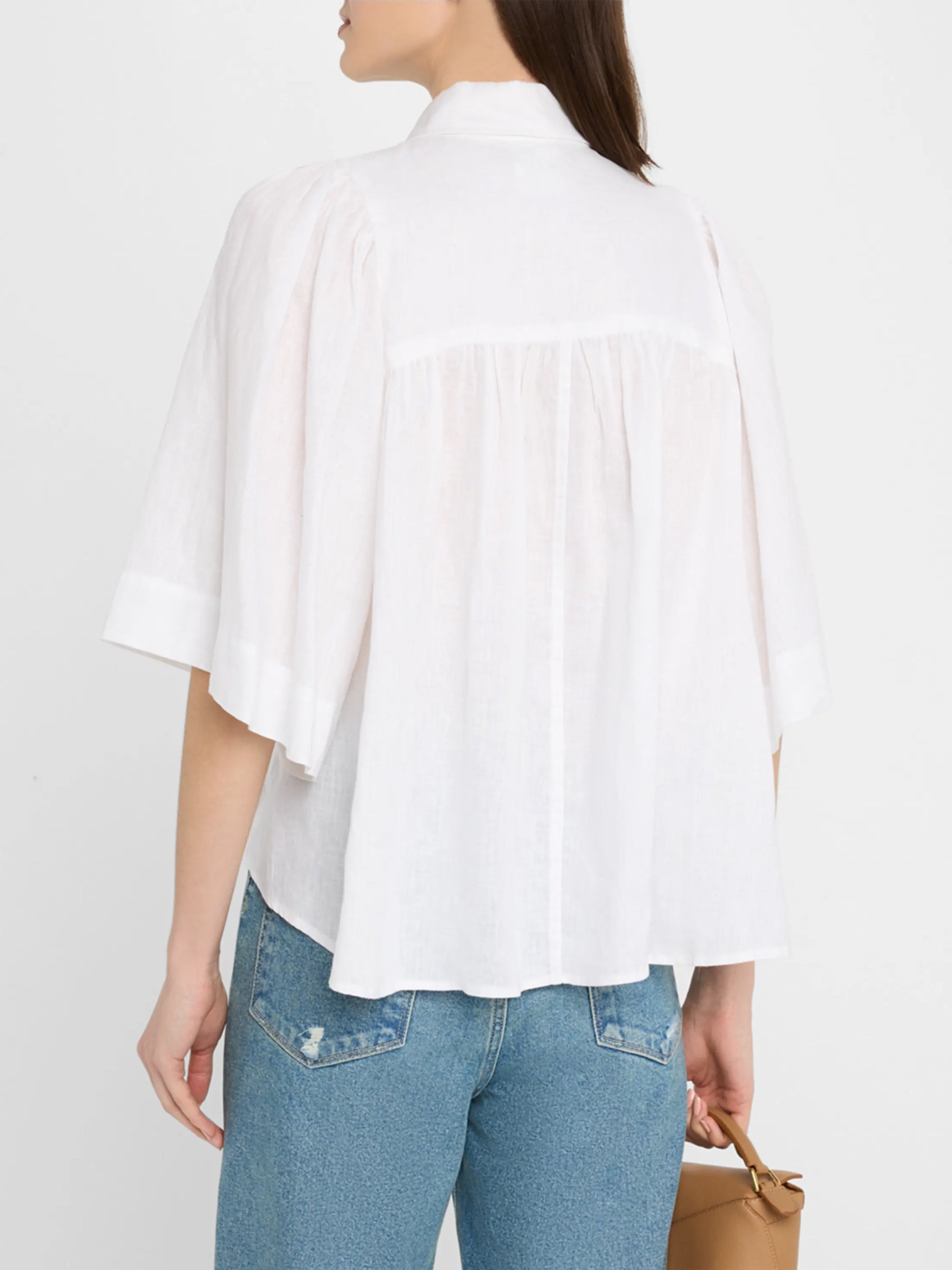 Collin Cape Shirt - White Washed Linen Blouse for Women | Breathable Summer Tops | Casual Boho Chic Shirt for Beach, Travel & Everyday Wear