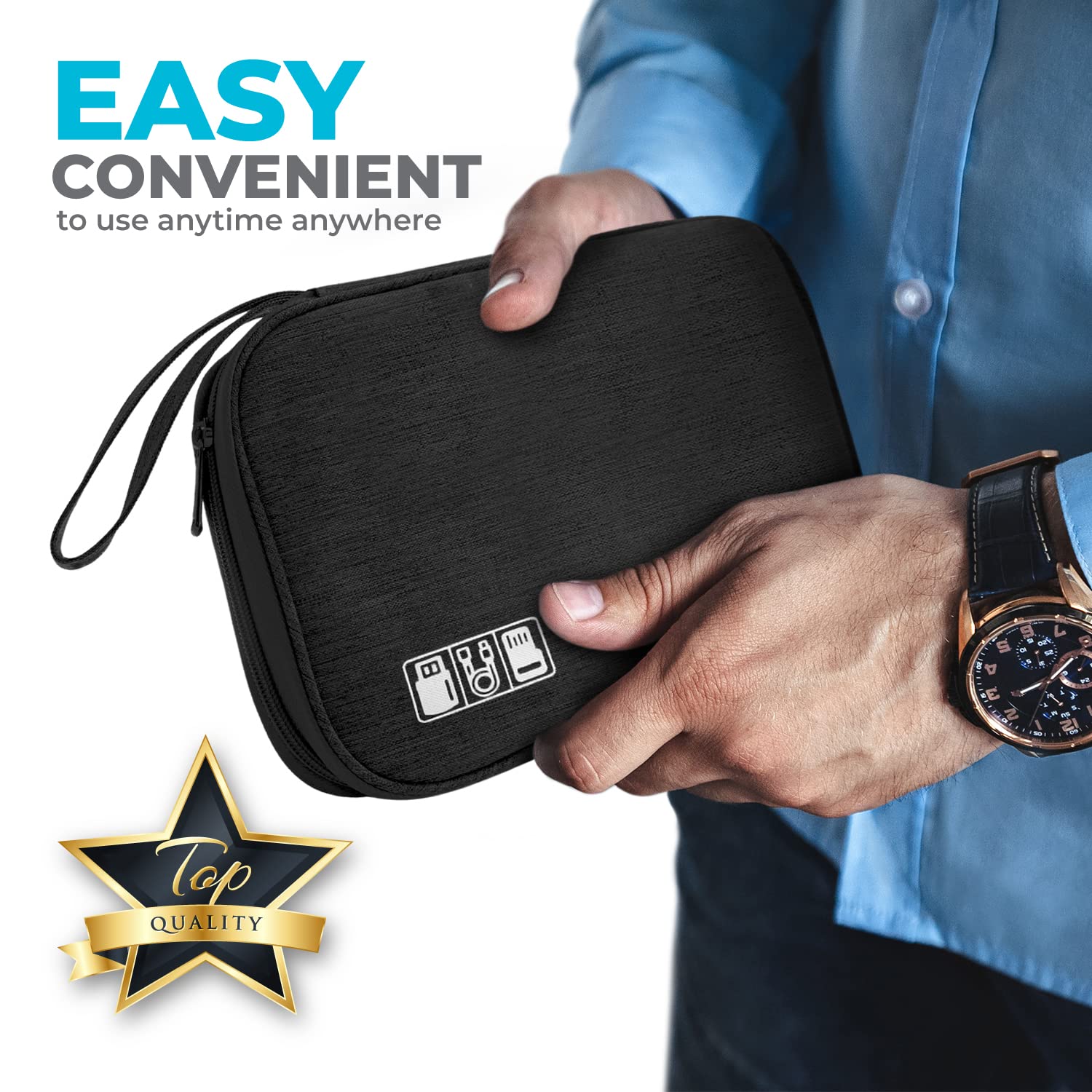 Portable Electronics Charger Organizer - Travel Cable Storage Case for Cords, Chargers & Tech Accessories | Perfect for Business Trips, Vacations & Daily Organization