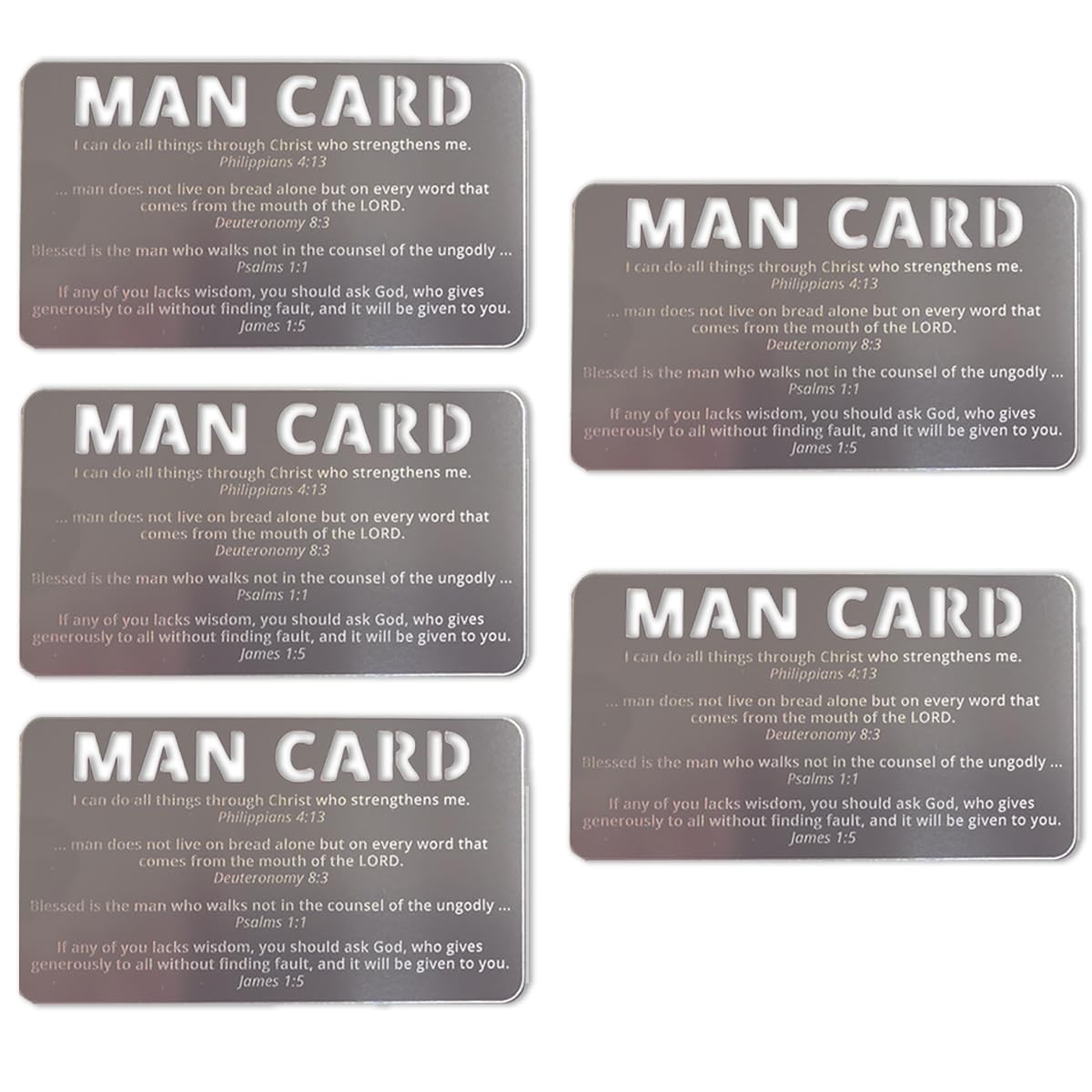 3.5 x 2 Inch Metal Bible Verse Prayer Cards - Inspirational Christian Gifts for Men & Women (5 Pack) - Perfect for Wallets, Daily Devotion, and Spiritual Encouragement