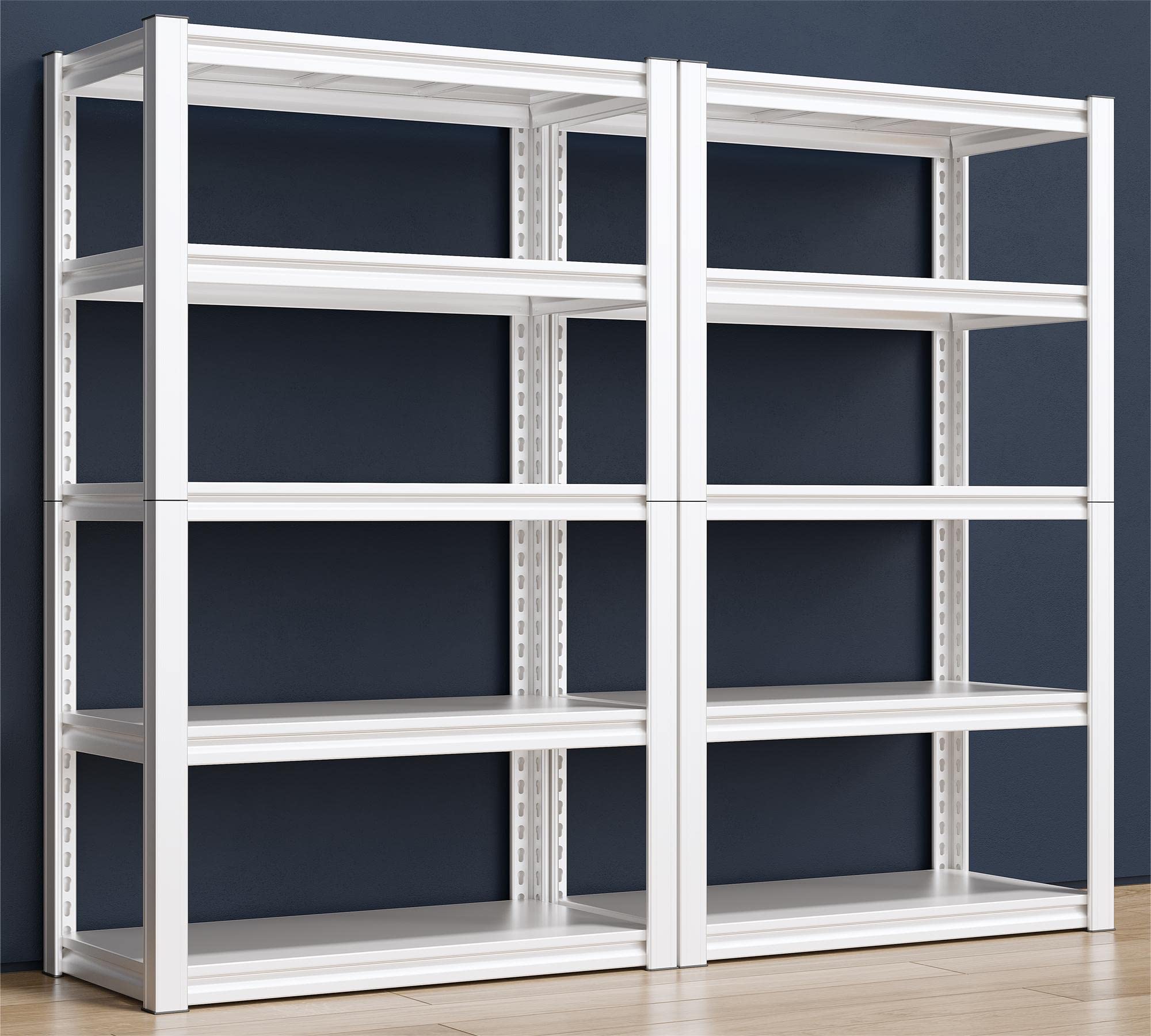Raybee Heavy Duty 5-Tier Metal Shelving Unit - 2000LBS Capacity Garage Storage Shelves (2 Pack, White) - Perfect for Kitchen Pantry, Closet Organization, Basement & Warehouse Storage