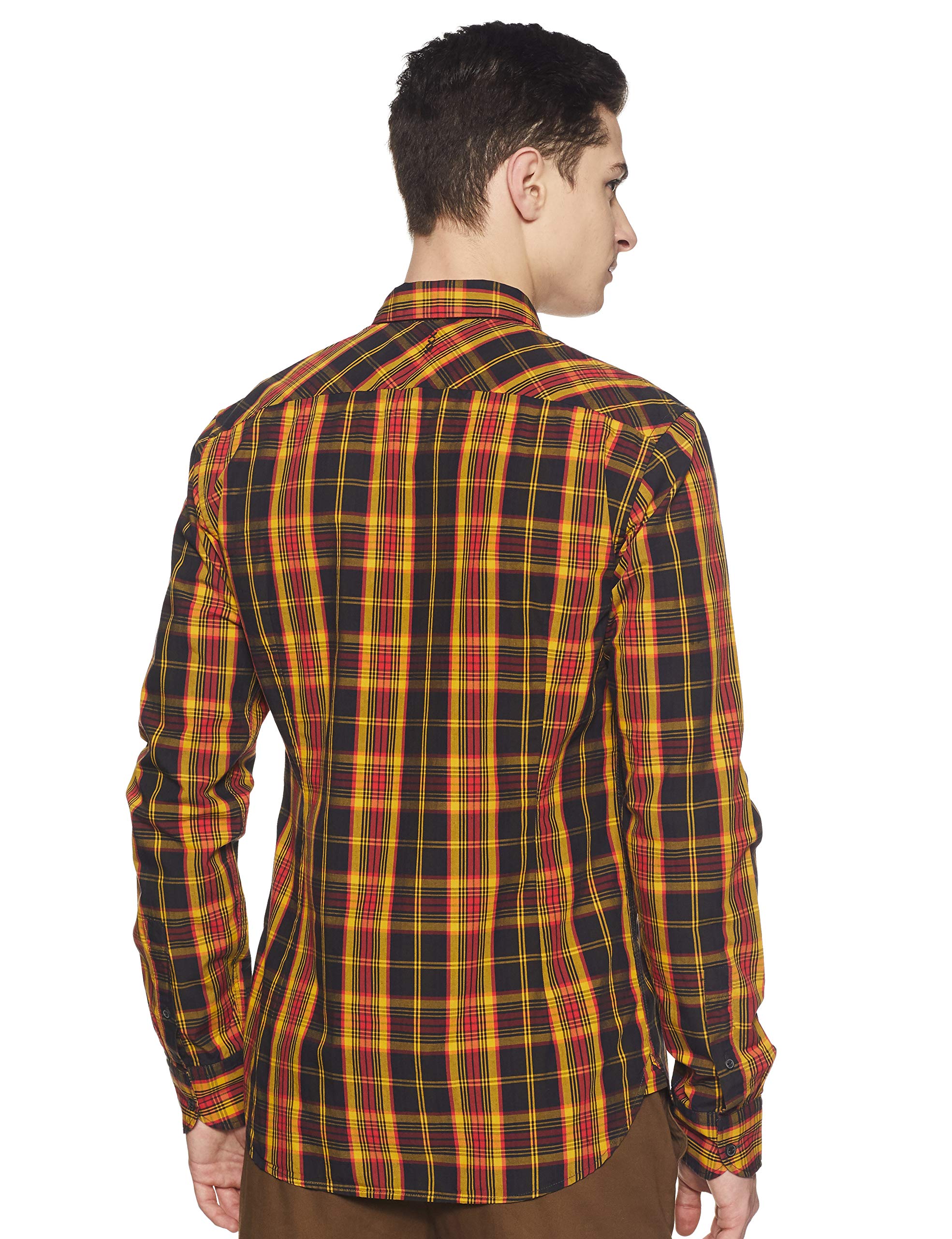 Scotch & Soda Men's Slim Fit Mini-Check Button Down Shirt - Casual & Business Wear for Office, Date Night & Weekend Outings
