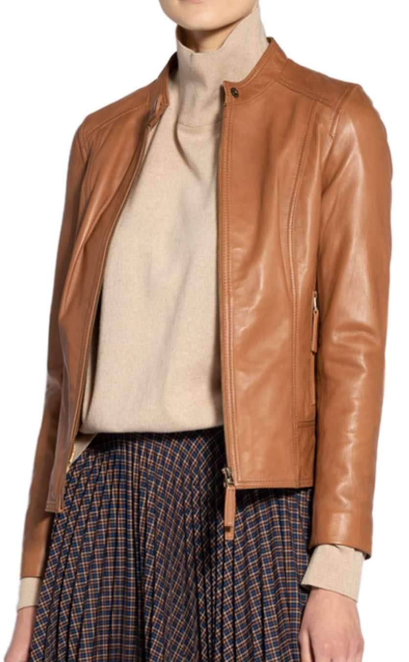 KYZER KRAFT Women's Genuine Lambskin Leather Bomber Jacket - Stylish Motorcycle Biker Jacket for Women | Perfect for Riding, Casual Outfits & Night Out