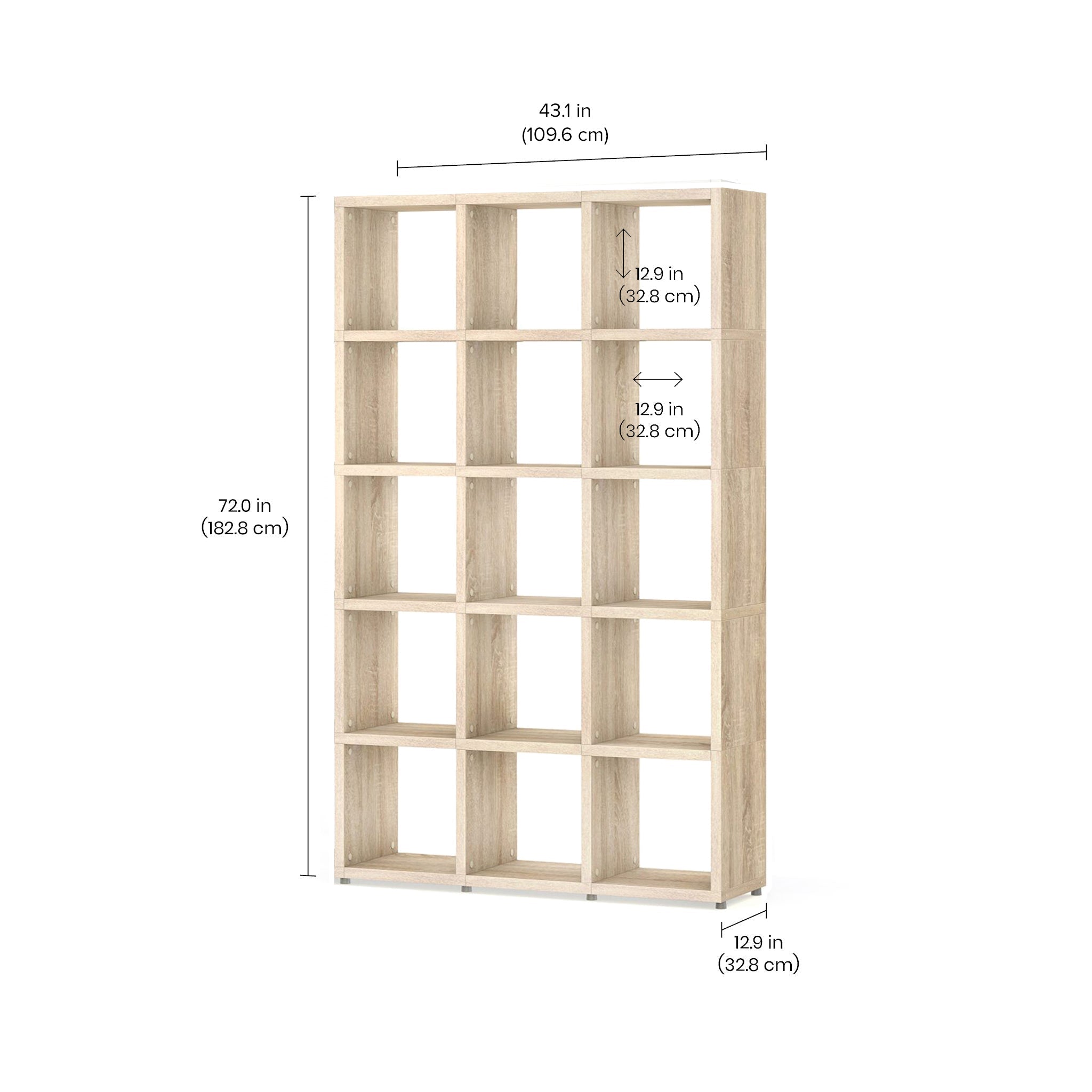 BOON Cube Storage Shelf Organizer - 3x5 Grid Square Shelving Unit for Home & Office Organization - Perfect for Toys, Books, and Decor Storage