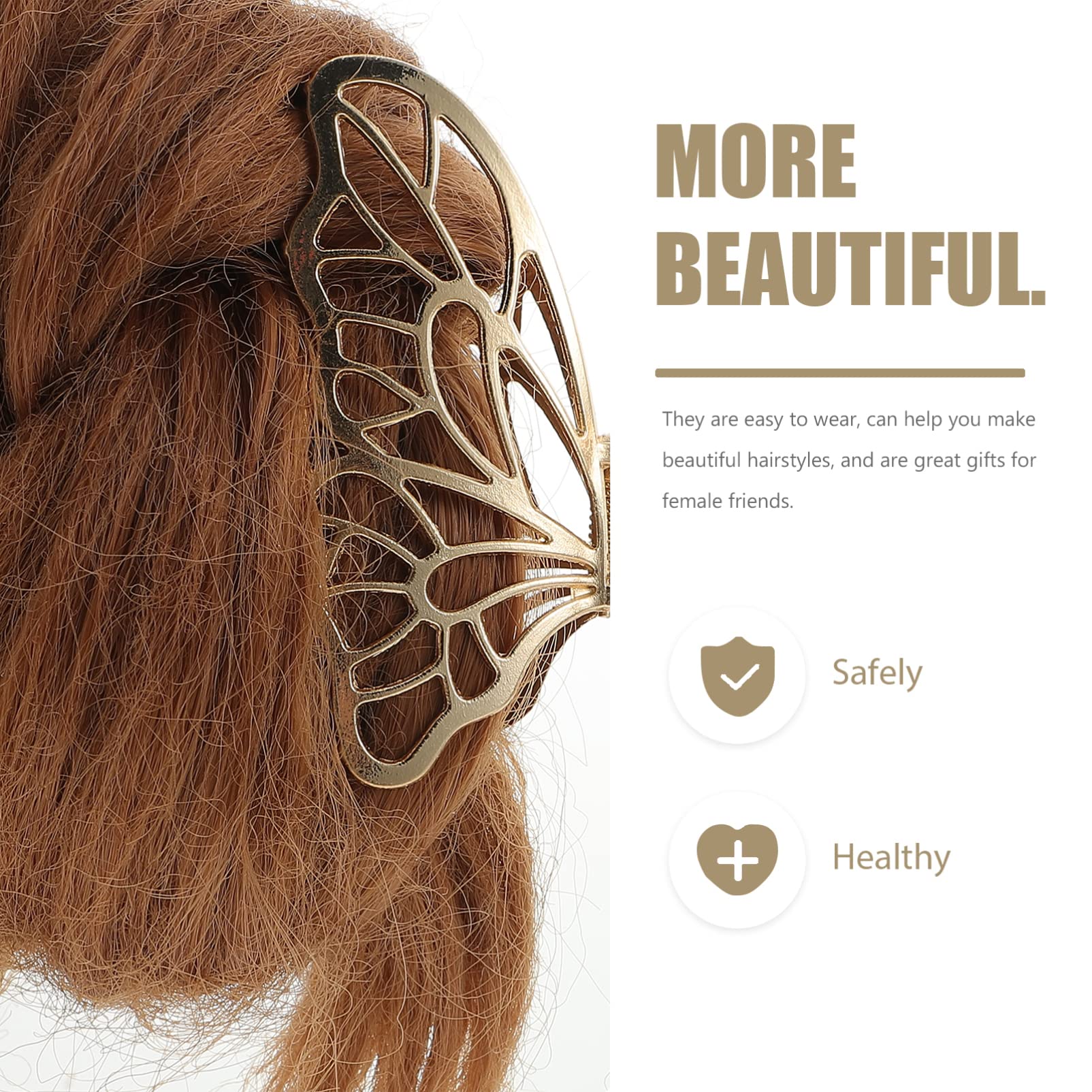 KALLORY Gold Butterfly Hair Clips for Women & Girls - 4PCS Hair Styling Accessories for Thick Hair, Perfect for Weddings, Parties & Everyday Use