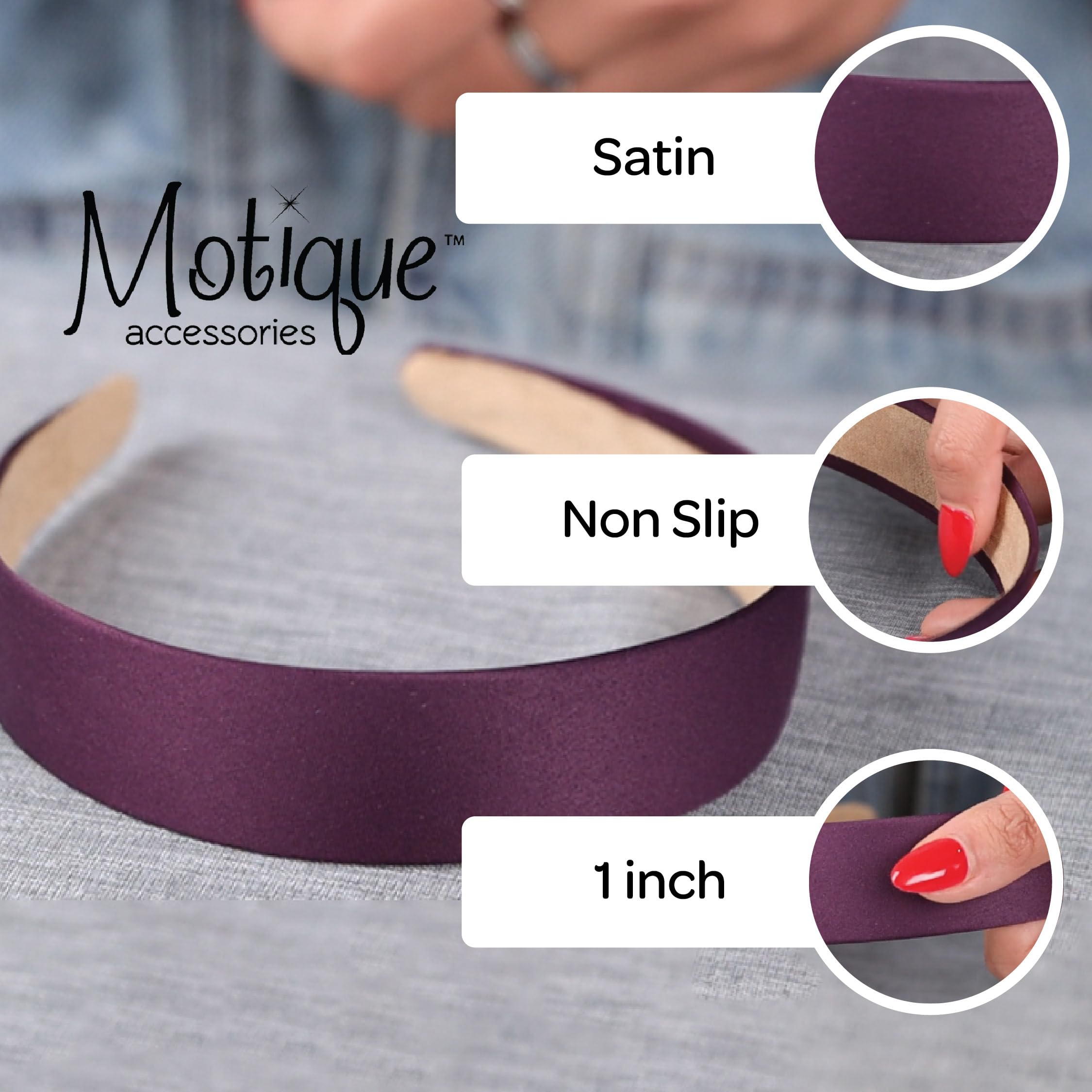 1 Satin Headband - Set of 6 - Lavender - Perfect for Sleep, Yoga, and Hair Styling
