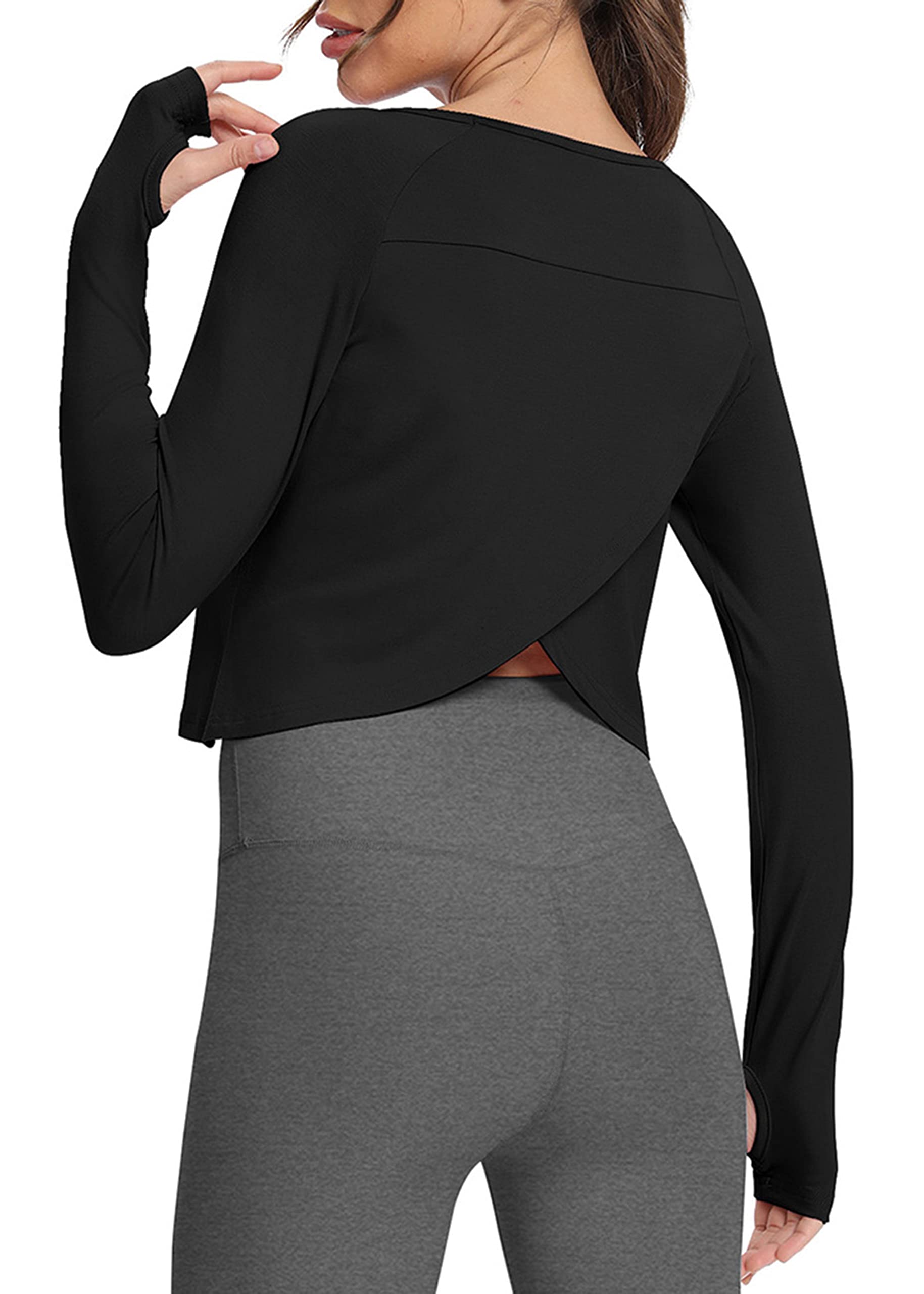 Bestisun Women's Long Sleeve Athletic Shirts - Workout, Yoga & Gym Crop Tops - Moisture-Wicking & Breathable Activewear for Running, Fitness & Training