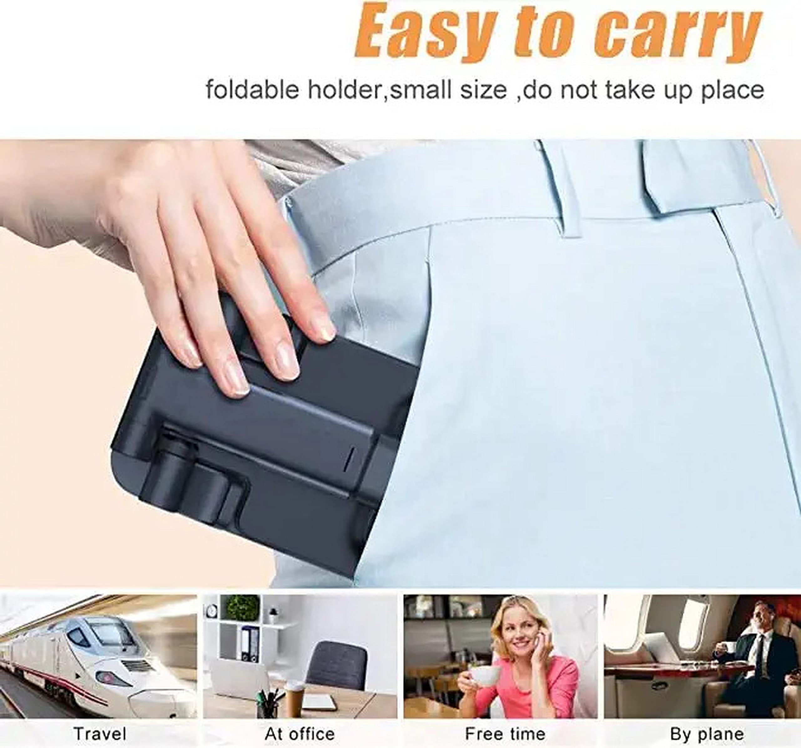 Adjustable & Foldable Black Phone Stand - Compact, Flexible Stick-On Desk Holder for Cell Phones | Perfect for Video Calls, Watching Movies & Hands-Free Use