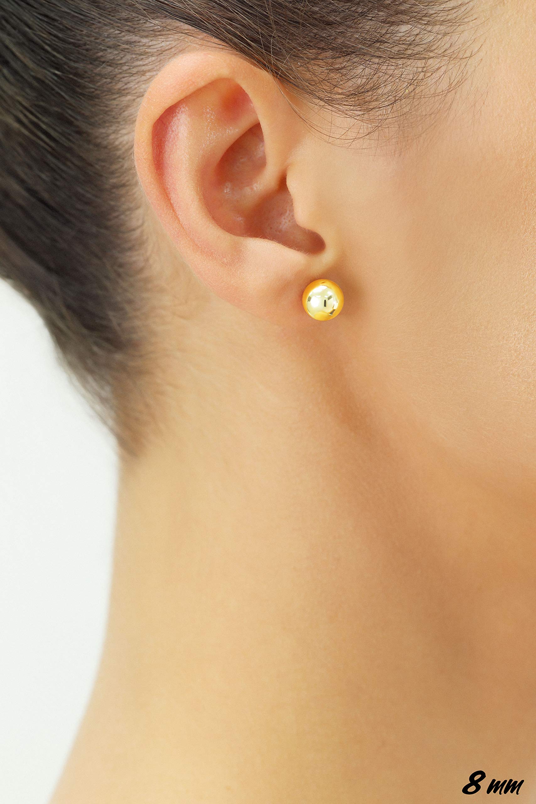14K Yellow Gold Ball Stud Earrings with Secure Screw Backs – Hypoallergenic & Tarnish Resistant Jewelry for Women, Perfect for Everyday Wear, Gifts & Special Occasions