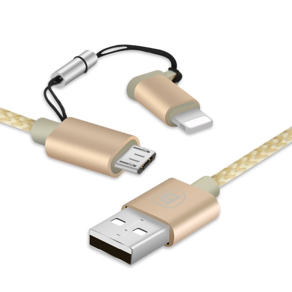 Baseus Antila MFI Certified 2-in-1 Micro USB & Lightning Cable - Fast Charging & Data Sync for iPhone, iPad, Android Devices | Perfect for Home, Office & Travel Use