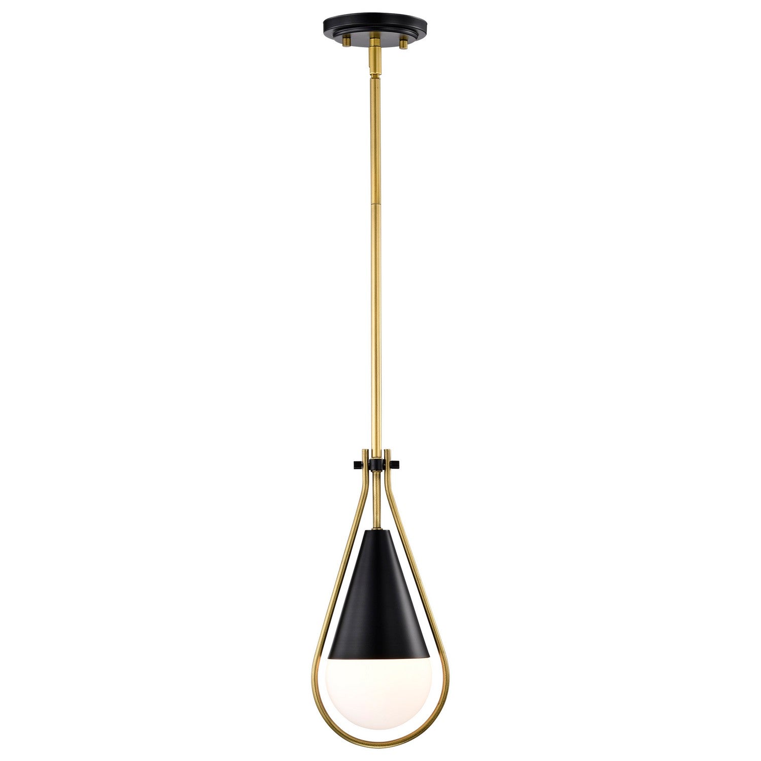 Admiral 10 Inch Modern Pendant Light Fixture - Matte Black & Natural Brass Finish - Perfect for Kitchen Island, Dining Room, or Entryway Lighting