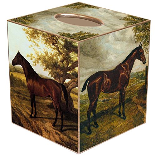 Handmade Horse-Themed Paper Mache Tissue Box Cover - Unique Home Decor for Western, Ranch or Equestrian Style Rooms | Perfect for Living Room, Bedroom or Country Cabin Decor