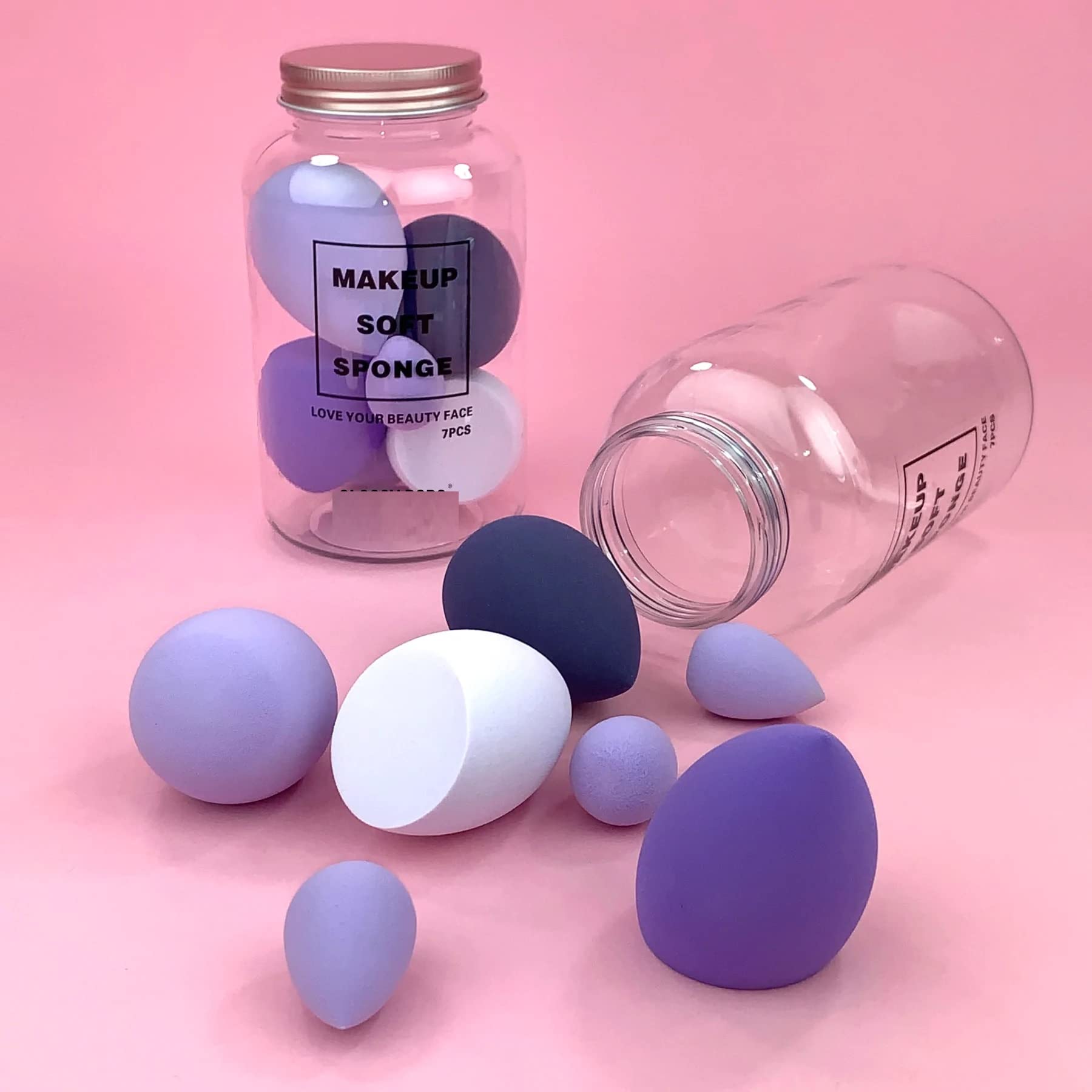 Premium Gonegal Makeup Sponge Set - 4 Large & 3 Mini Blenders with Egg Case | Soft Beauty Blending Sponge for Foundation, Concealer & Powder | Perfect for Professional Makeup & Travel