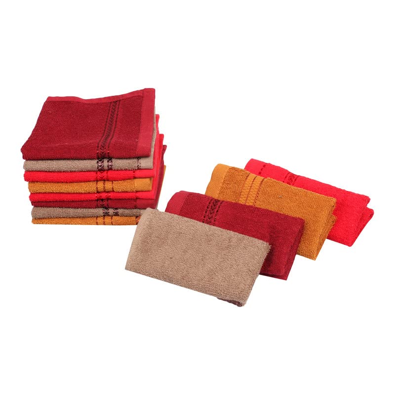 GRGRASP 100% Cotton Soft 300 GSM Face Towel Set of 24 pcs (27x27cm Small) Multi Color - Perfect for Spa, Gym, Travel & Home Use