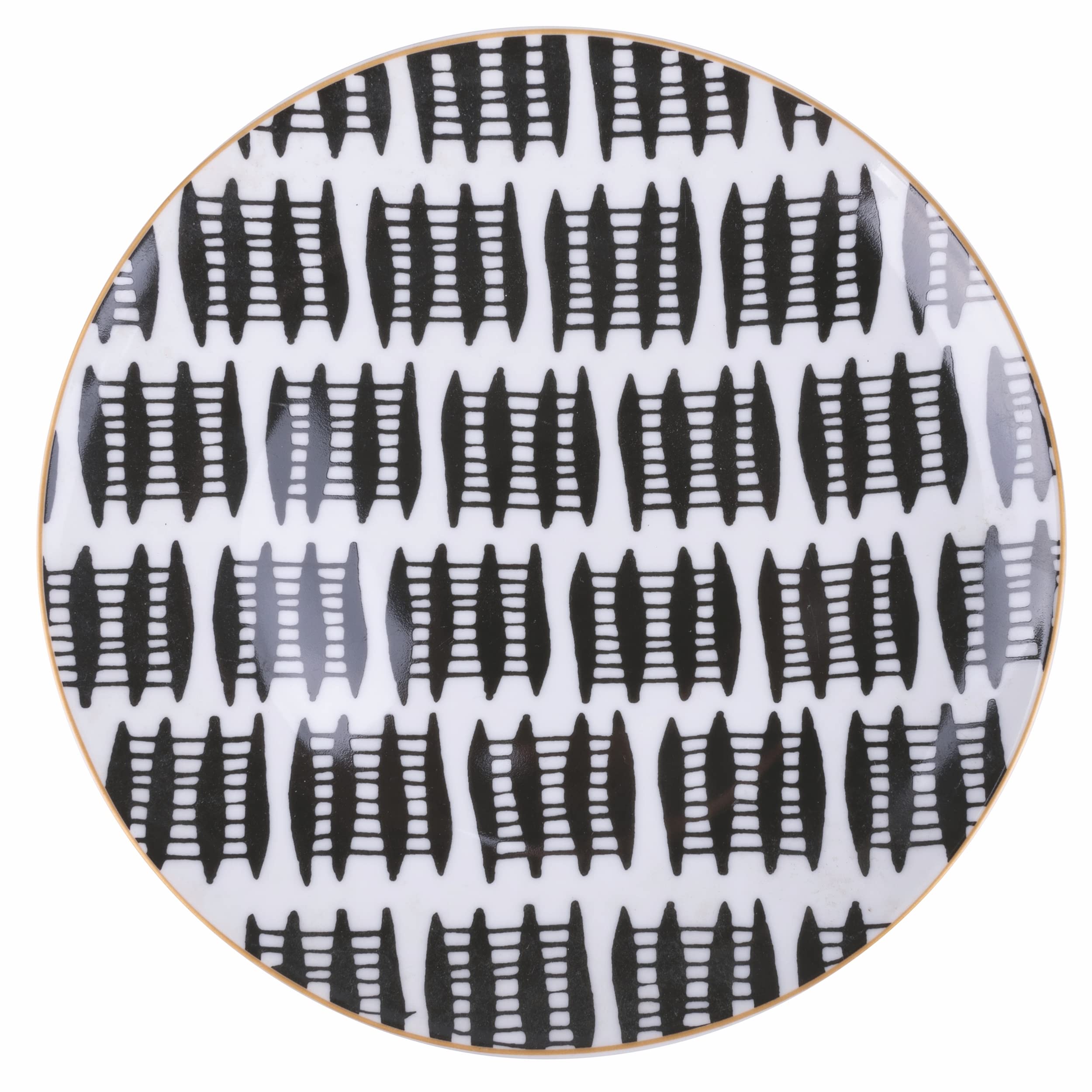 Villa d'Este Home Tivoli 6-Piece Masai Black Porcelain Fruit Plate Set - Elegant Appetizer & Dessert Dishes for Dinner Parties, Tea Time & Home Decor