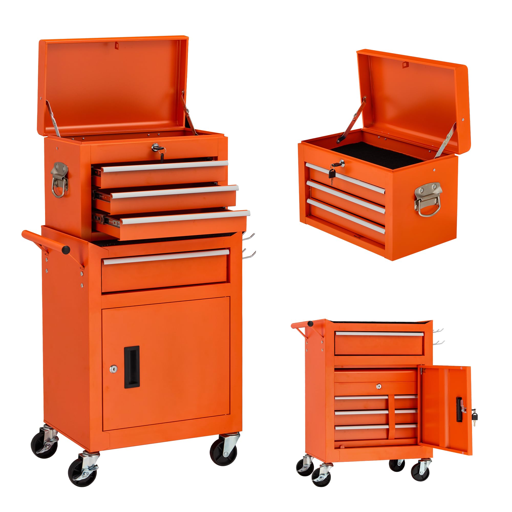 4-Drawer Rolling Tool Chest - Heavy Duty Steel Tool Cart with Wheels & Lockable Cabinet | Multi-Functional Mechanic Tool Storage Organizer | Perfect for Garage, Workshop & Auto Repair Shops