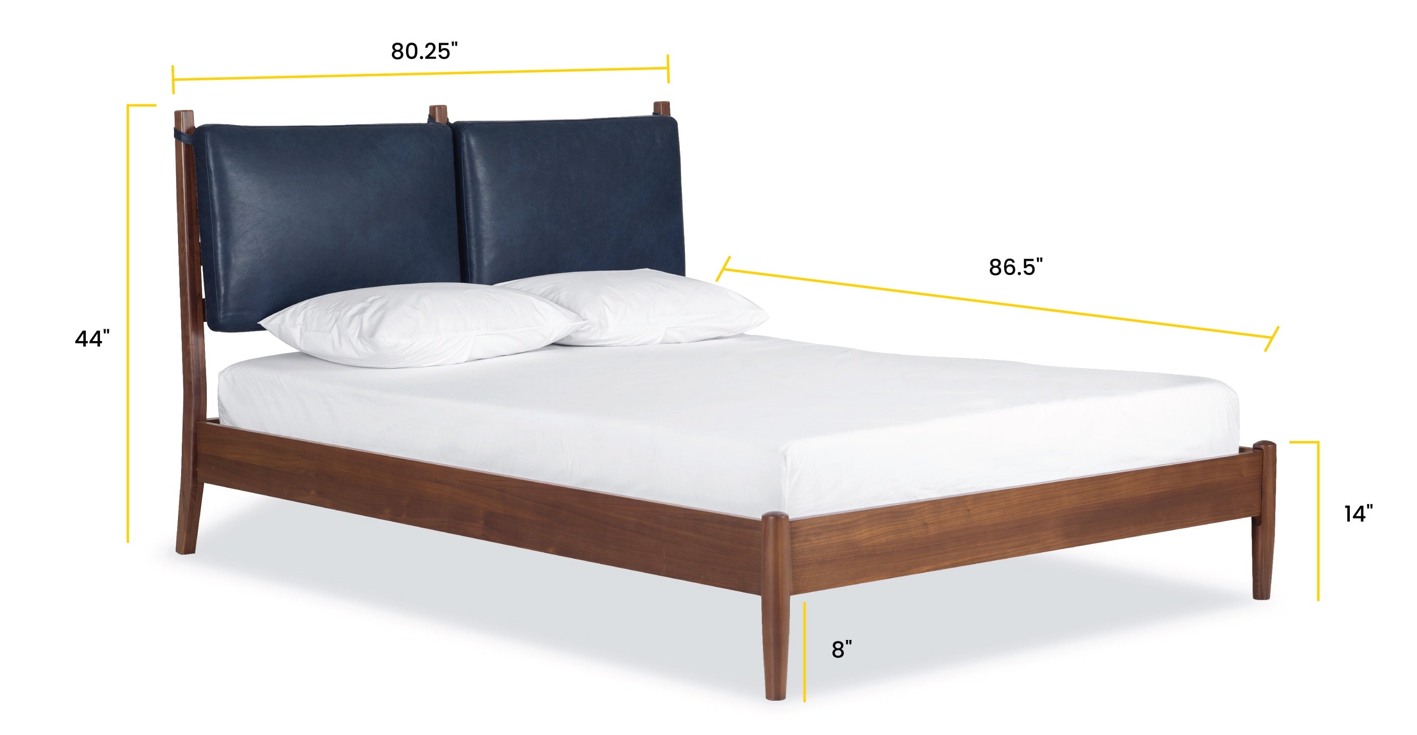 Luxury Truro Bed Frame with Premium Leather Cushions - Queen Size Modern Platform Bed for Master Bedroom, Guest Room & Home Decor