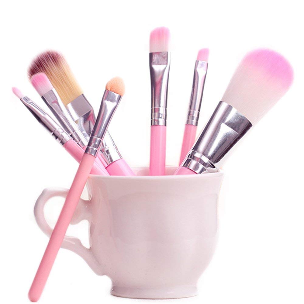 Khelni 6171 Professional 7-Piece Makeup Brush Set with Cosmetic Kit - Pink Makeup Essentials for Women | Perfect for Daily Beauty Routine, Bridal Makeup & Travel