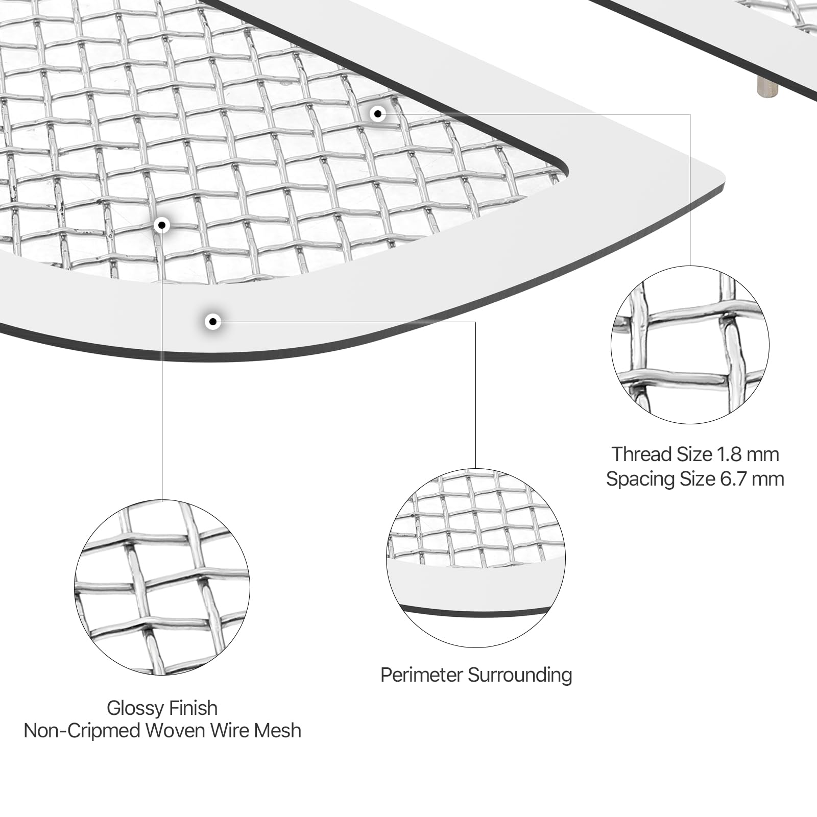 APS Compatible with Chevy Express Van 2003-2020 Stainless Steel Chrome Mesh Front Grille Insert C76436T - Upgrade Your Van's Style for Street & Show Car Appearance
