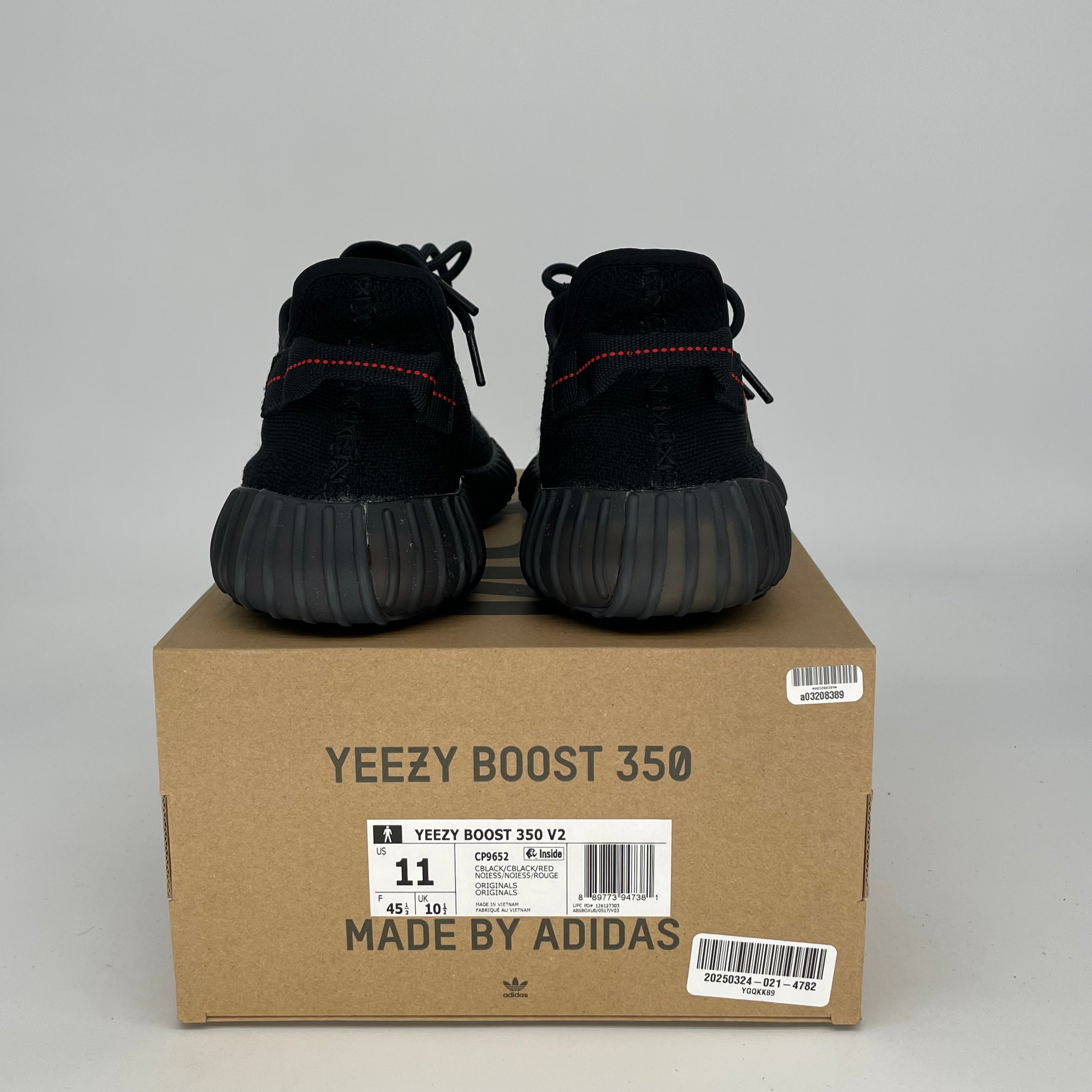 Adidas Yeezy Boost 350 V2 Black Red Sneakers - Men's Size 11 | CP9652 - Running, Casual & Streetwear Fashion