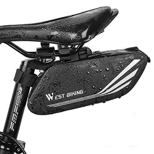 **Waterproof Bike Seat Bag - Under Saddle Storage Pouch with Reflective Straps & Mesh Side Pocket for MTB & Road Bikes - Perfect for Tool Storage, Commuting & Outdoor Cycling**