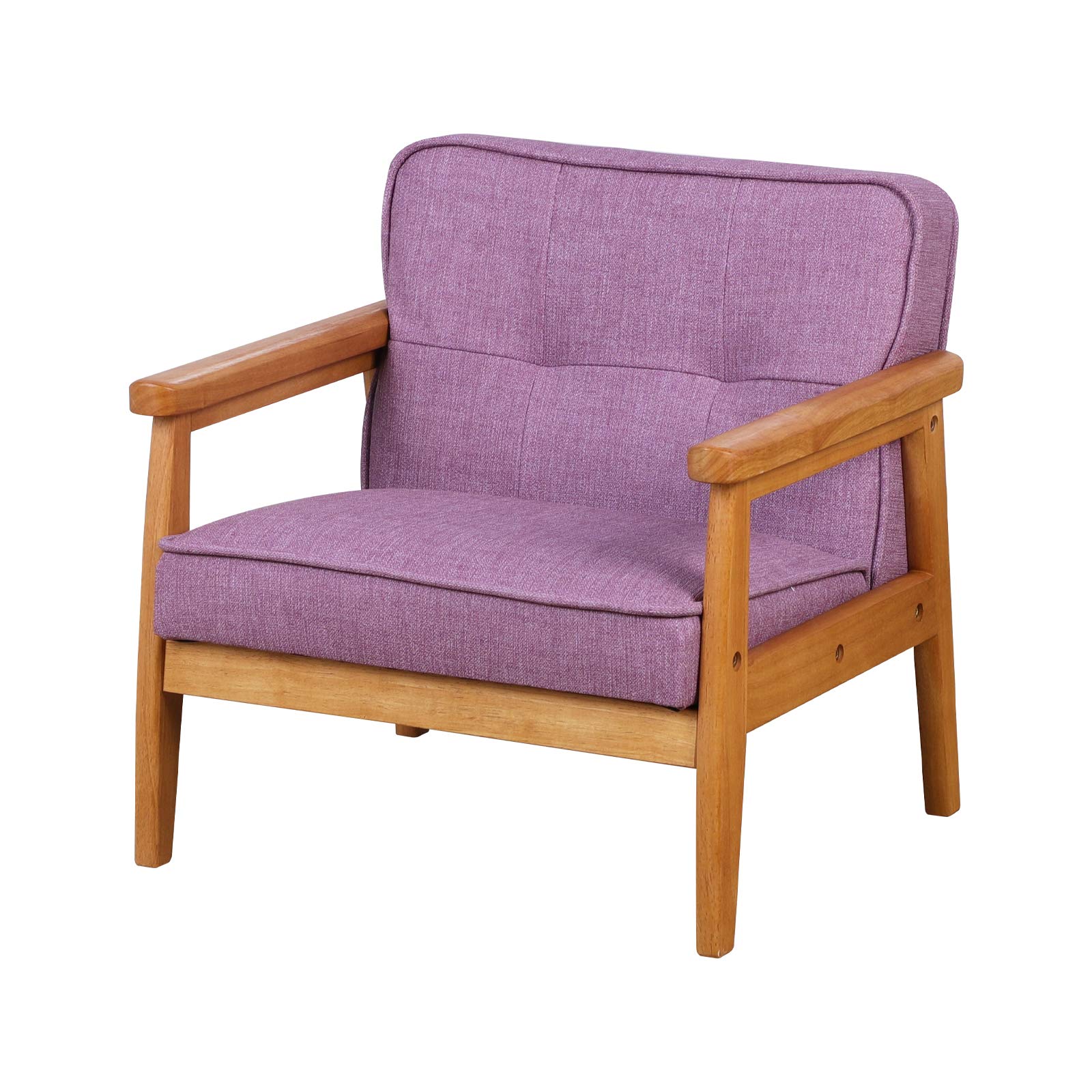 BabyLand Toddler Chair - Solid Wood Kids Sofa with Soft Linen Fabric, Light Purple - Perfect for Playroom, Nursery, or Birthday Gift for Boys & Girls