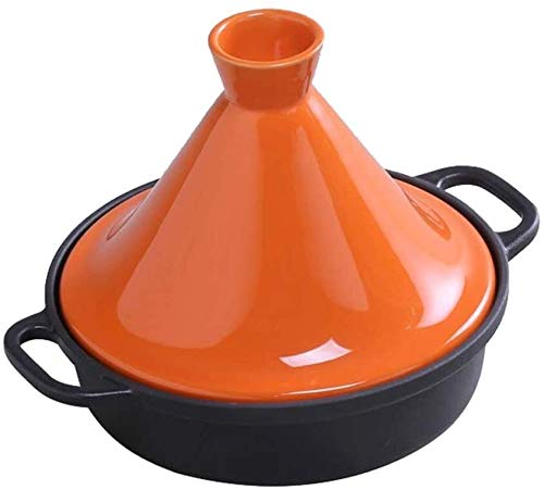 AmBAYZ 20Cm Enameled Cast Iron Tagine Pot - Lead-Free Moroccan Stew & Casserole Cooker with Cone-Shaped Lid for Slow Cooking, Braising & Serving | Perfect for Home Kitchens, Dinner Parties & Authentic Middle Eastern Cuisine
