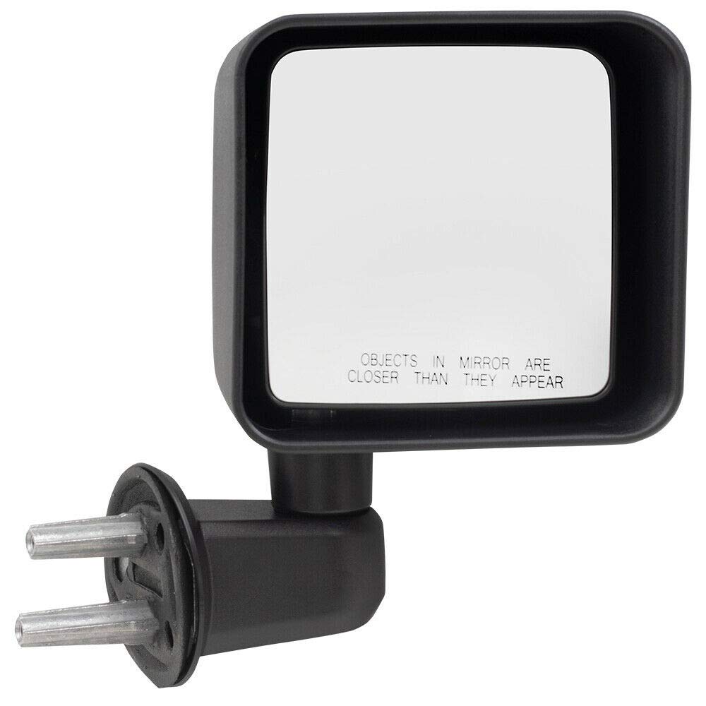2007-2017 Jeep Wrangler JK Manual Side Mirror Replacement - Compatible with 2018 Wrangler JK - Durable Passenger Side View Mirror for Off-Road & Daily Driving