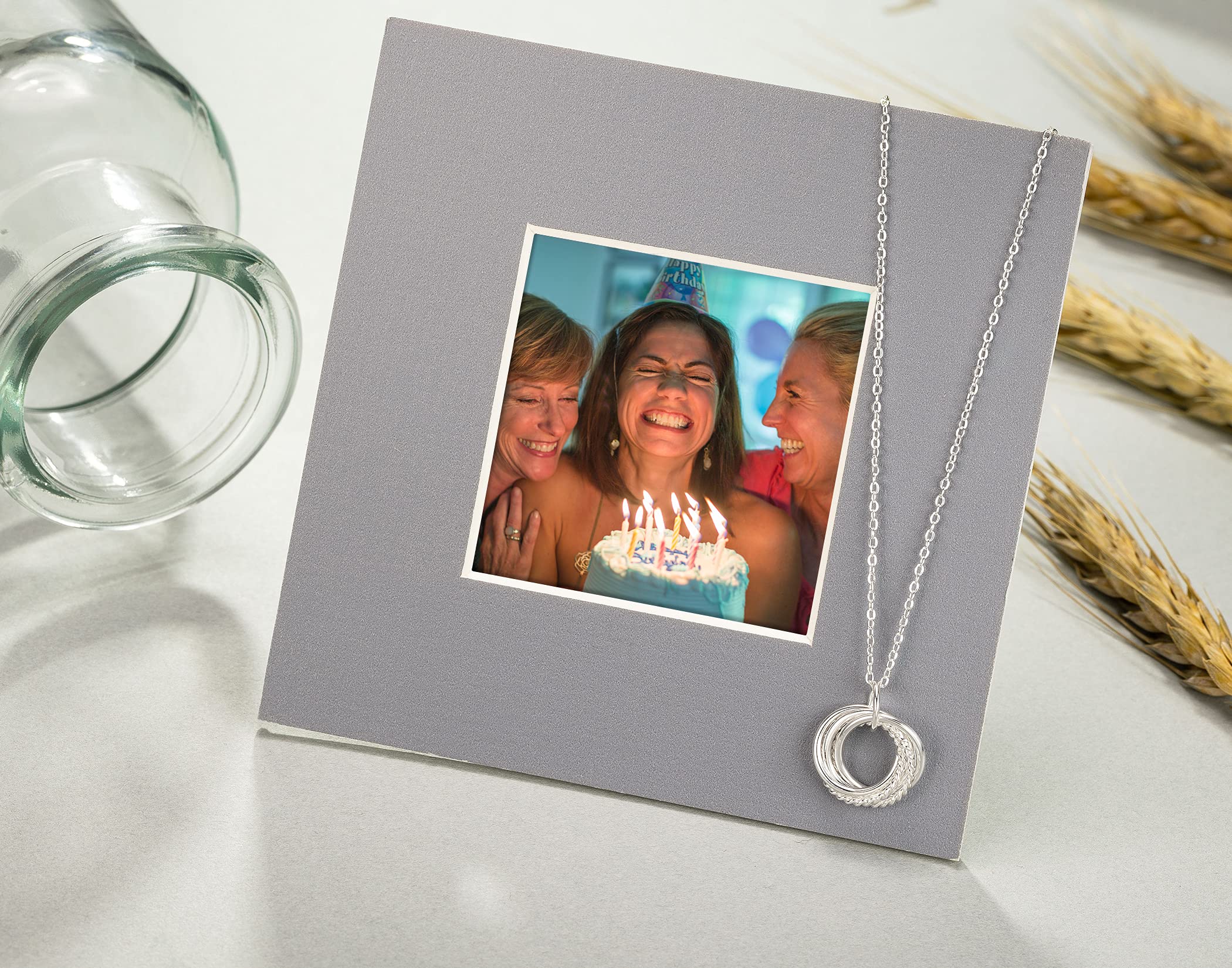 RareLove 50th Birthday Gifts for Women - 925 Sterling Silver 5 Rings Necklace for 50th Birthday, Anniversary & Special Occasions | Elegant Jewelry Gift for Wife, Mom & Loved Ones | Perfect for Celebrating Five Decades of Life