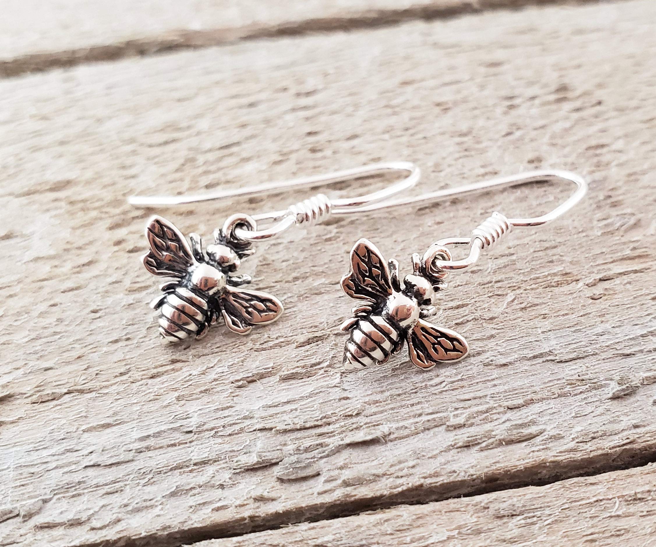 3D Bumblebee Sterling Silver Earrings - Handmade Jewelry Gift for Her - Perfect for Nature Lovers