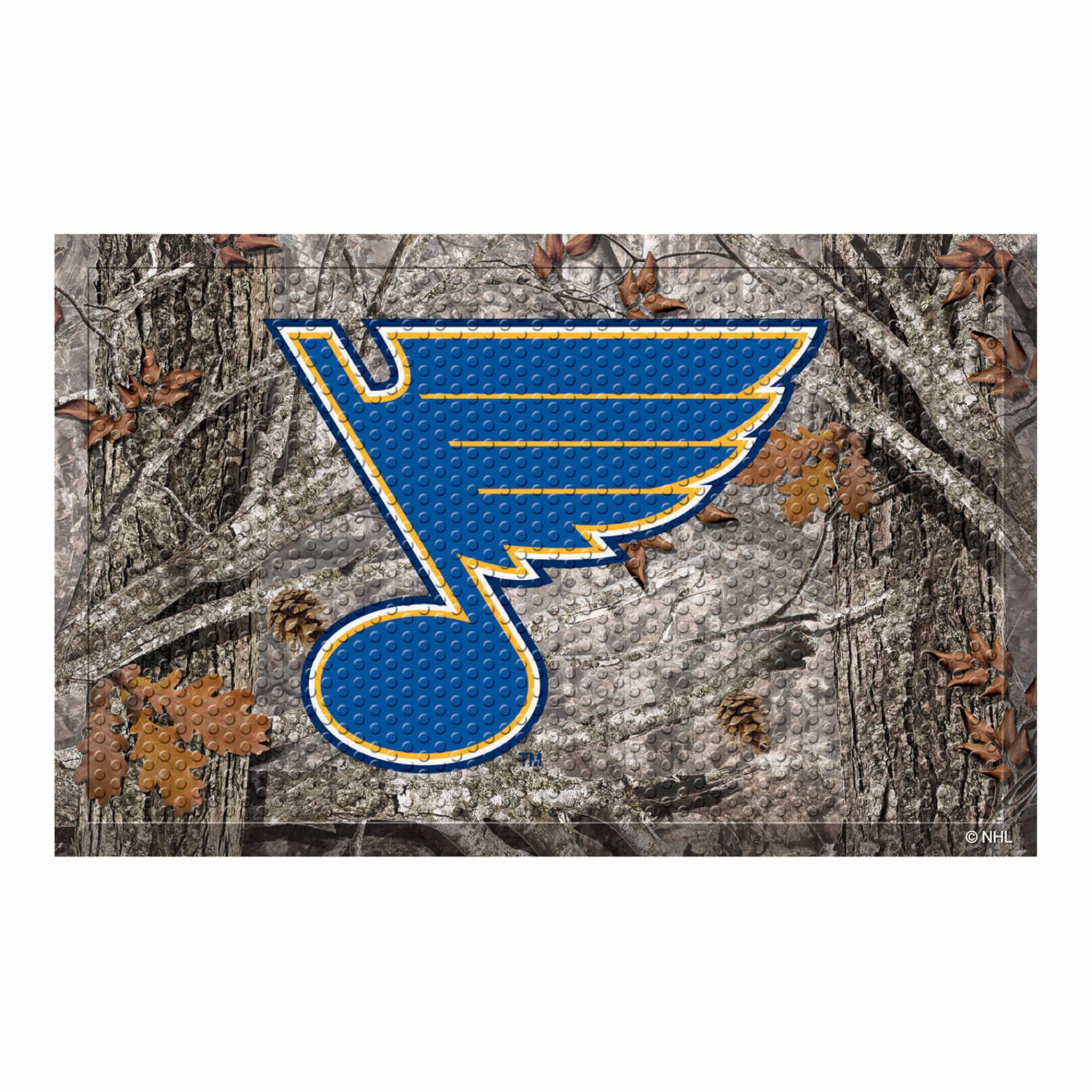 FANMATS 19173 St. Louis Blues Camouflage Rubber Scraper Door Mat - Non-Slip Entryway Rug for Home, Office & Outdoor Use - Perfect for Front Door, Garage & Patio