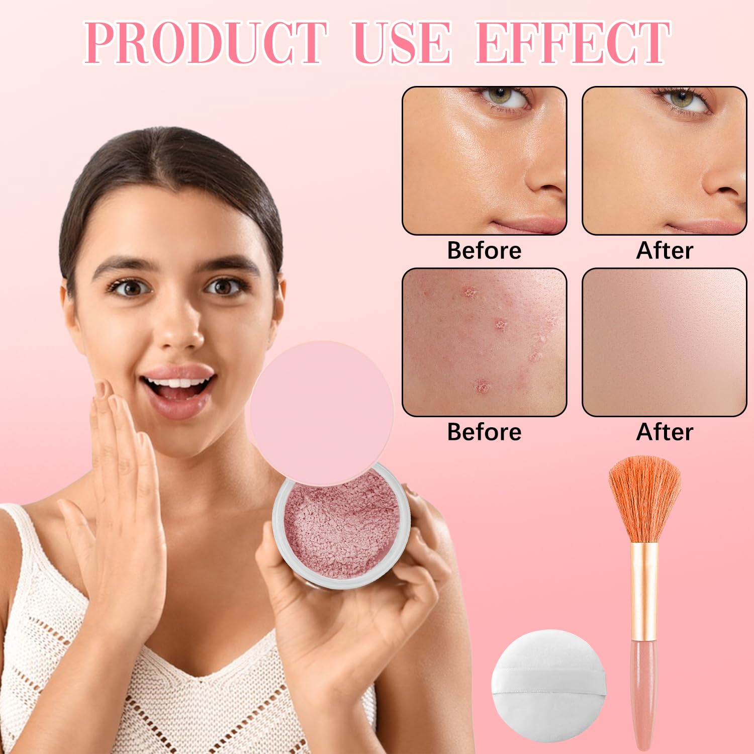 Allaura Beauty Blurring Setting Powder - Natural Lightweight Translucent Finishing Powder for Flawless Makeup, Oil Control & Pore Minimizing | Perfect for Daily Wear, Photo Shoots & Special Occasions (Pink)