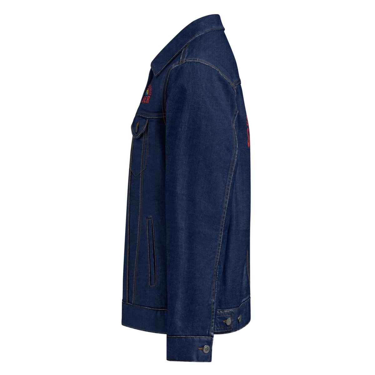 Unapologetically Sober Embroidered Denim Jacket for Men & Women | Vintage Style Distressed Denim Coat | Perfect for Casual Wear, Music Festivals & Street Fashion