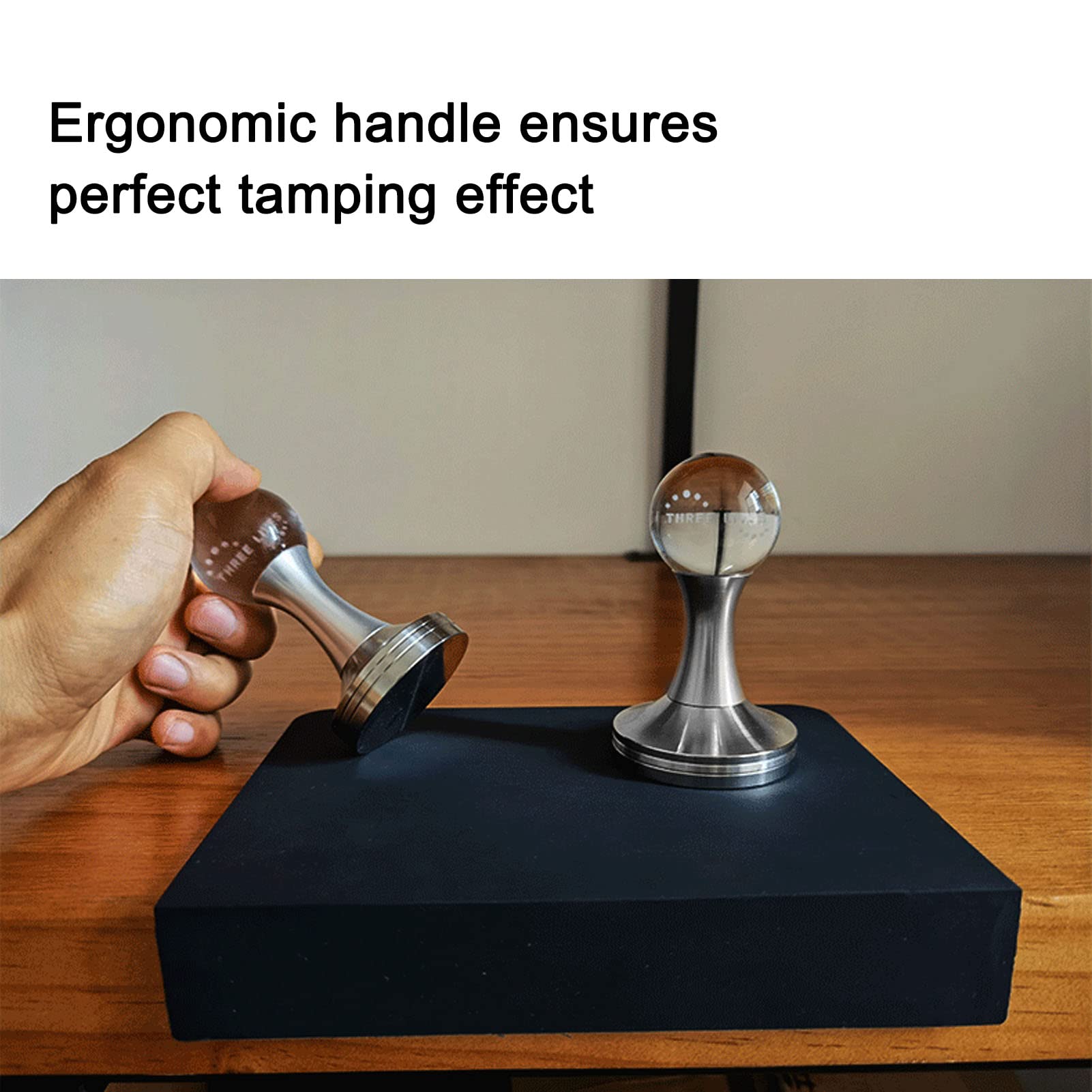 Professional Coffee Tamper - 304 Stainless Steel Base & Crystal Handle for Espresso Machines | Barista Tool for Home & Cafe Use