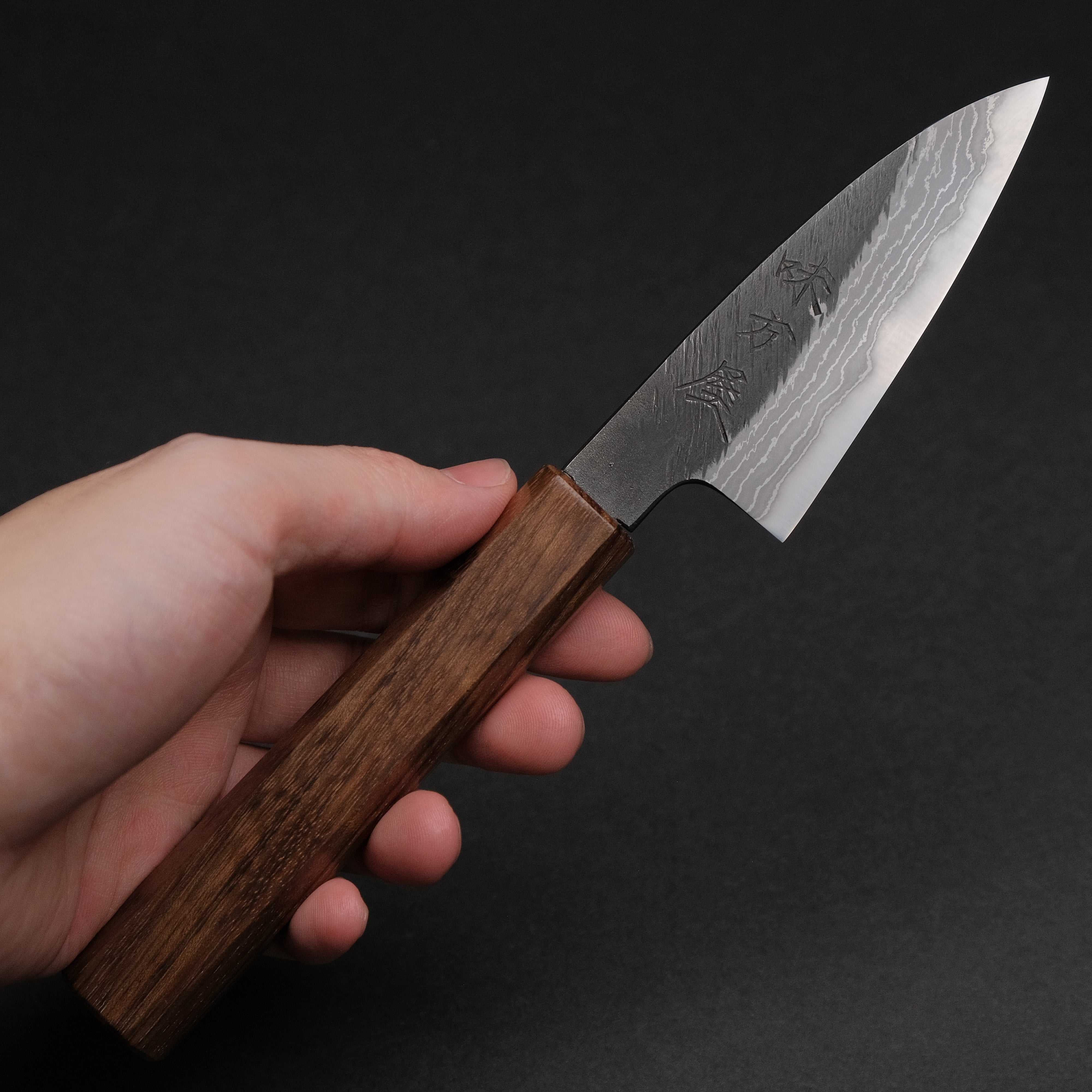 Premium Ajikataya White #2 Matsuba Damascus Petty Knife 80mm - Handcrafted Japanese Kitchen Knife with Obankole Handle (#33) - Perfect for Slicing, Peeling & Precision Cutting Fruits, Vegetables & Boneless Meat
