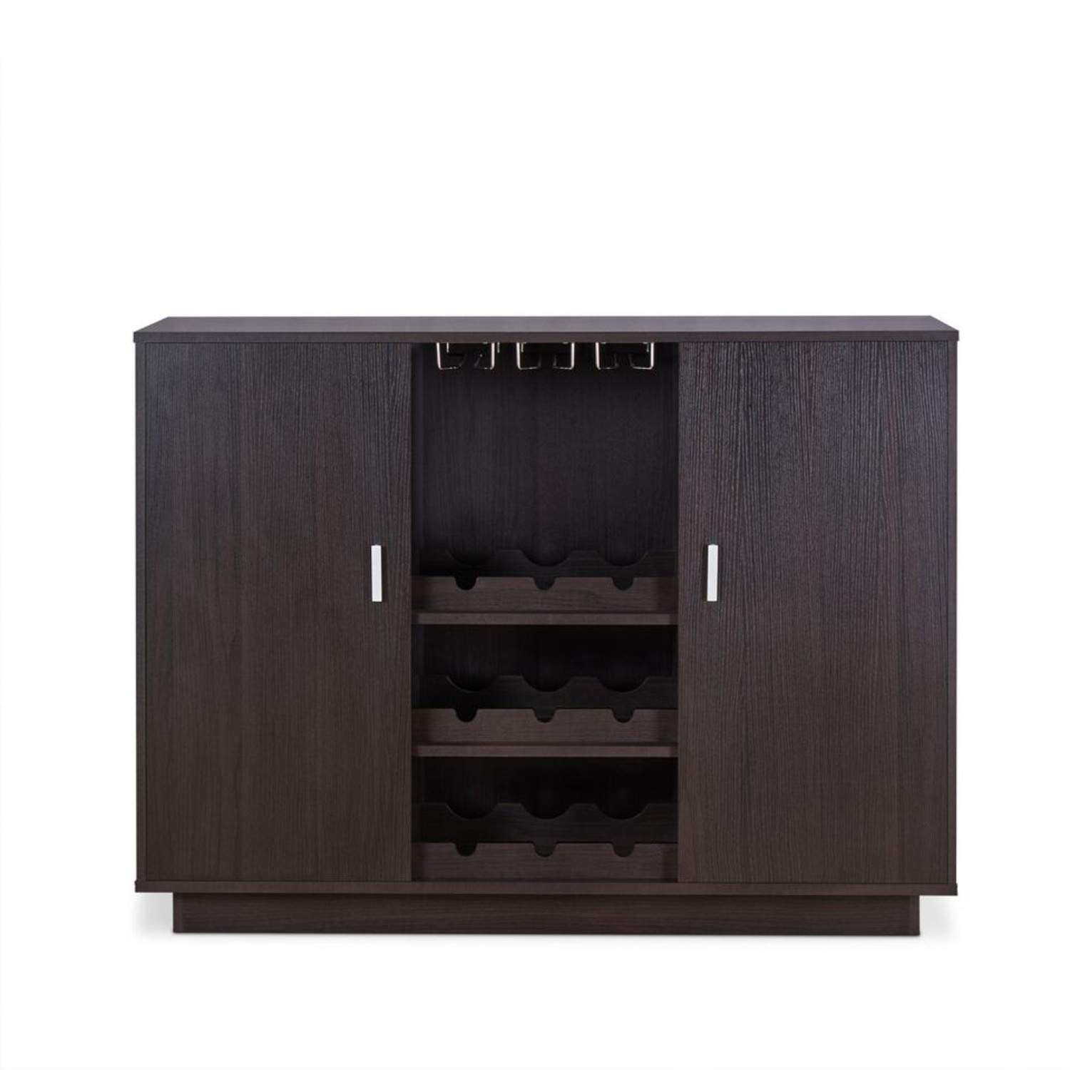 Benjara Wooden Server with Two Side Door Storage Cabinets, Brown - Perfect for Dining Room Buffet, Kitchen Storage & Home Organization