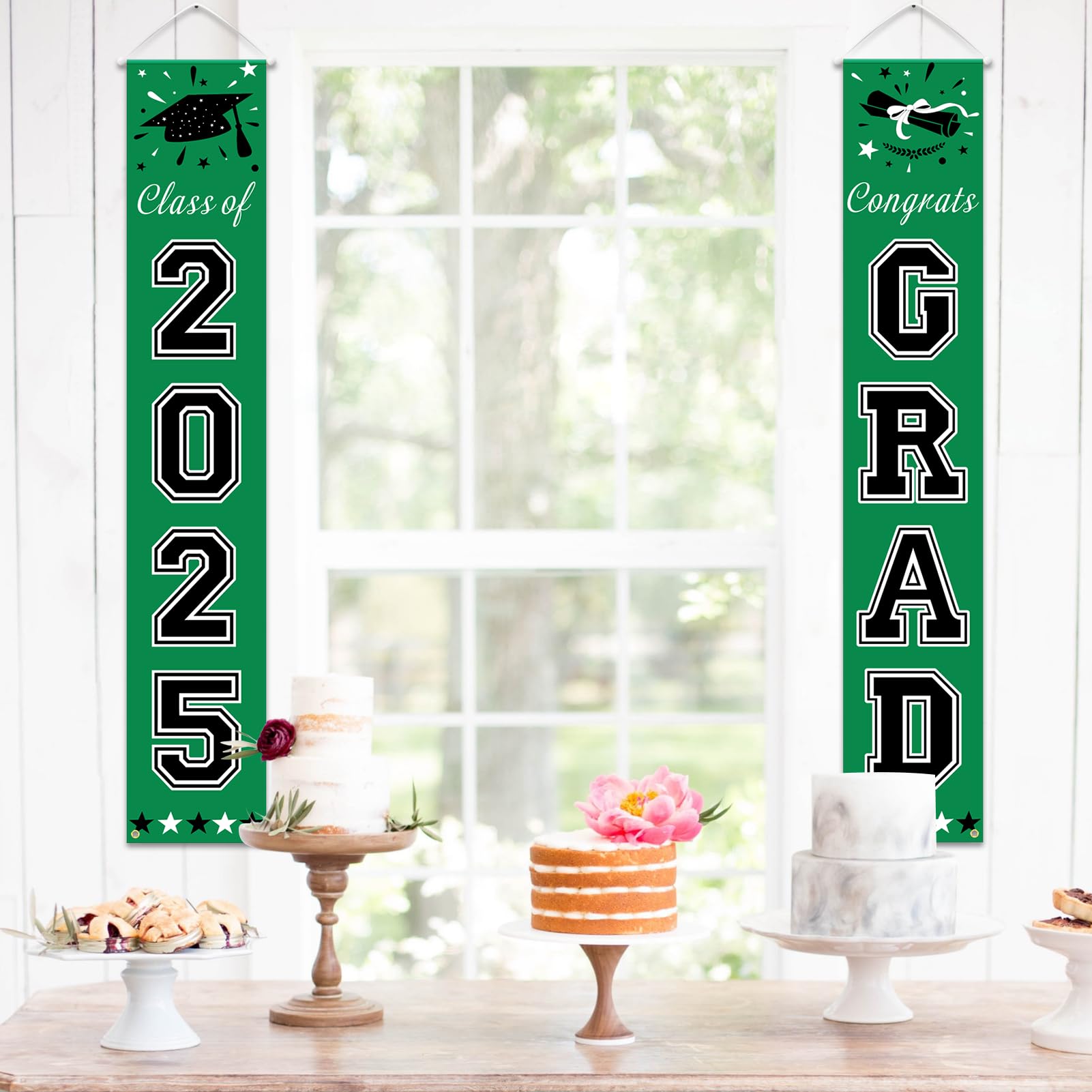 Class of 2025 Graduation Banner - Green Graduation Party Decorations for High School & College - Perfect for Graduation Ceremony, Photo Backdrop & Party Supplies