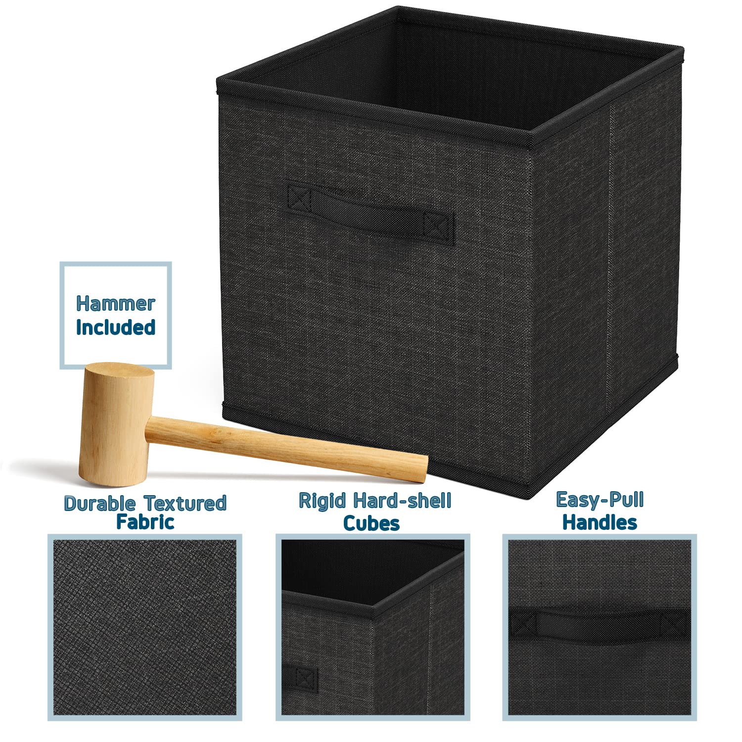 12-Cube Storage Organizer - Black Modular Shelving Unit with Fabric Bins | DIY Closet Organizer for Bedroom, Playroom, Office & Dorm | Perfect for Toys, Books, Shoes & Home Organization